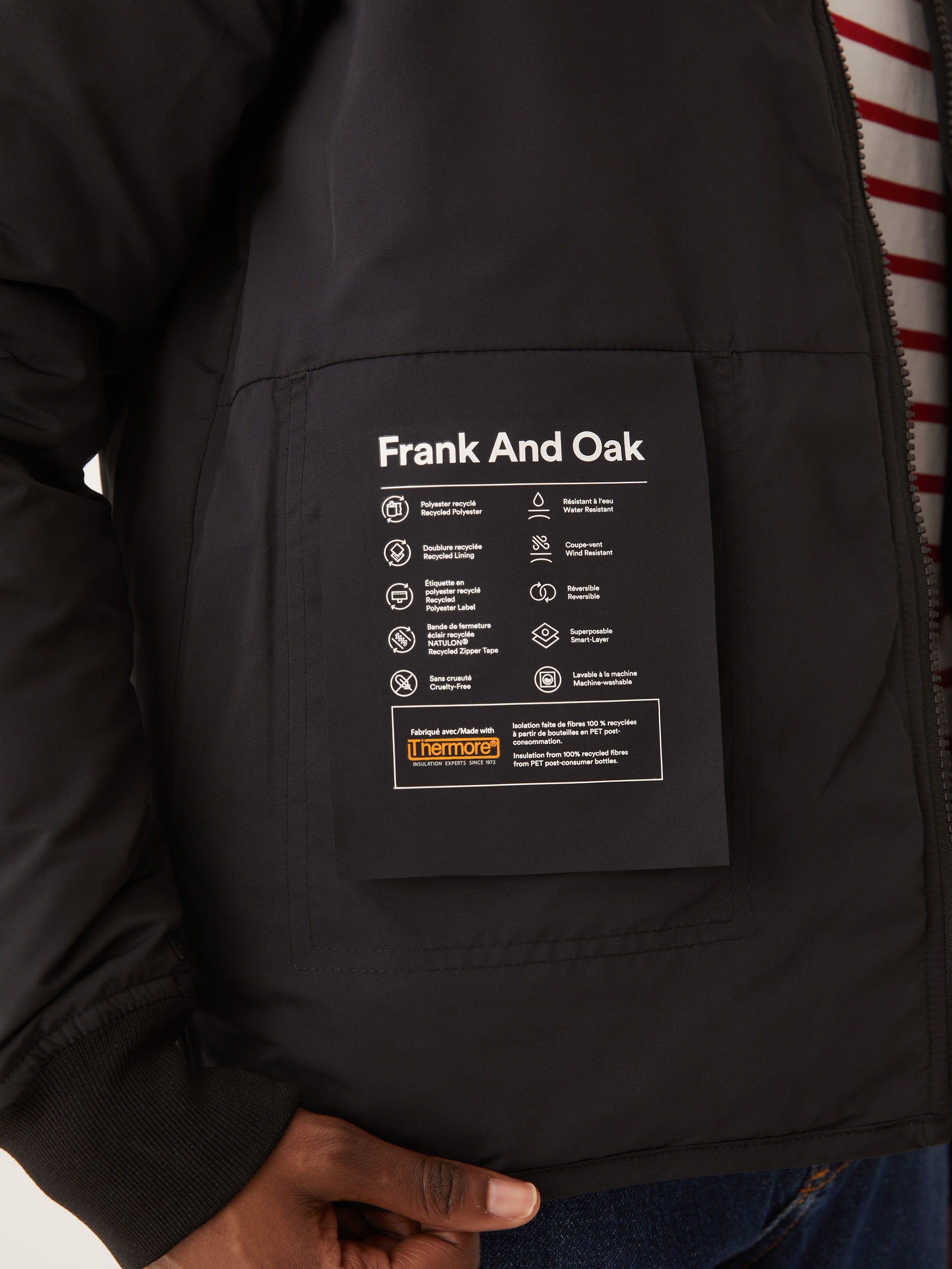 The Skyline Reversible Bomber in Black sold by Frank & Oak product image thumbnail 8