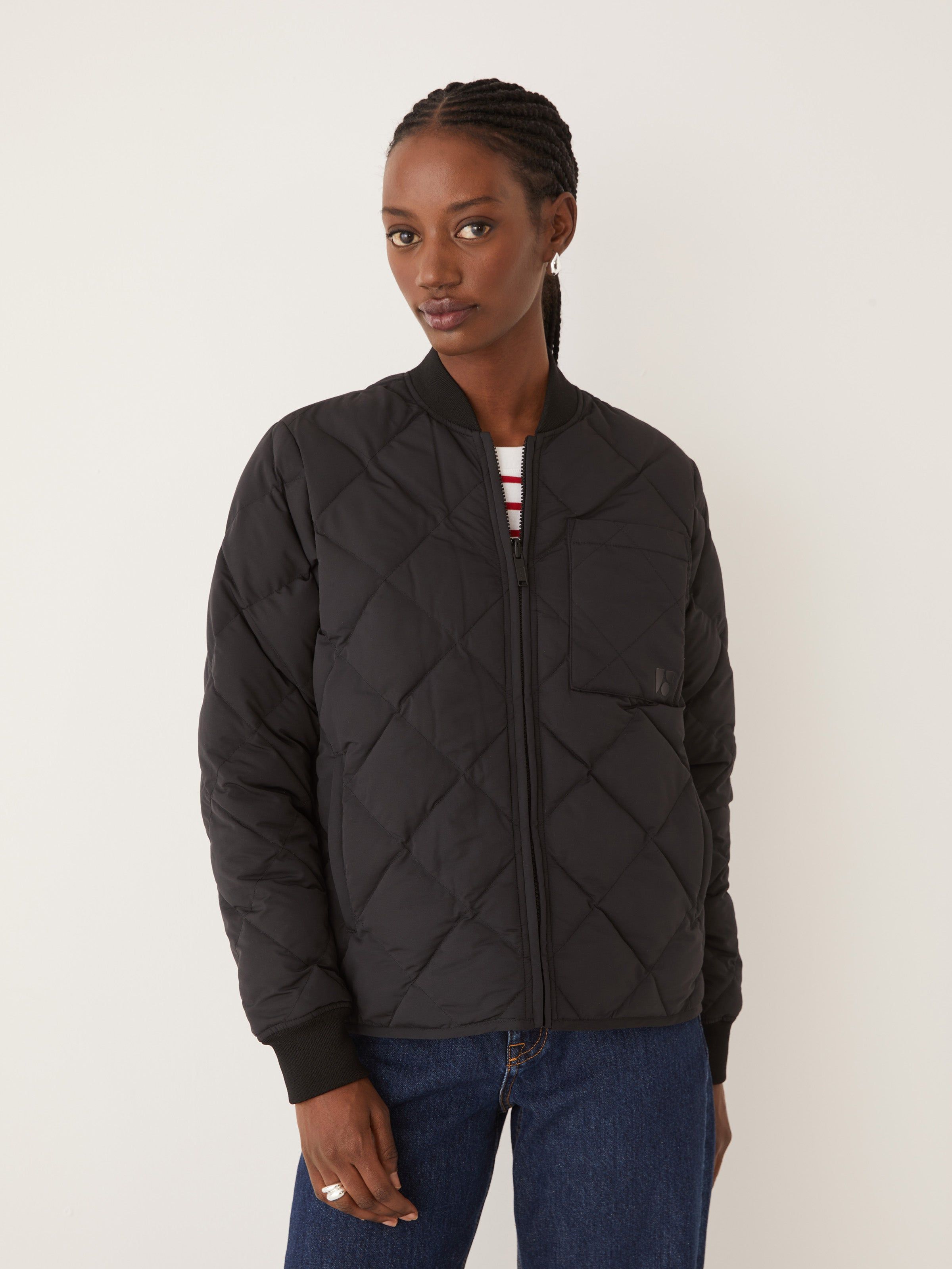The Skyline Reversible Bomber in Black sold by Frank & Oak