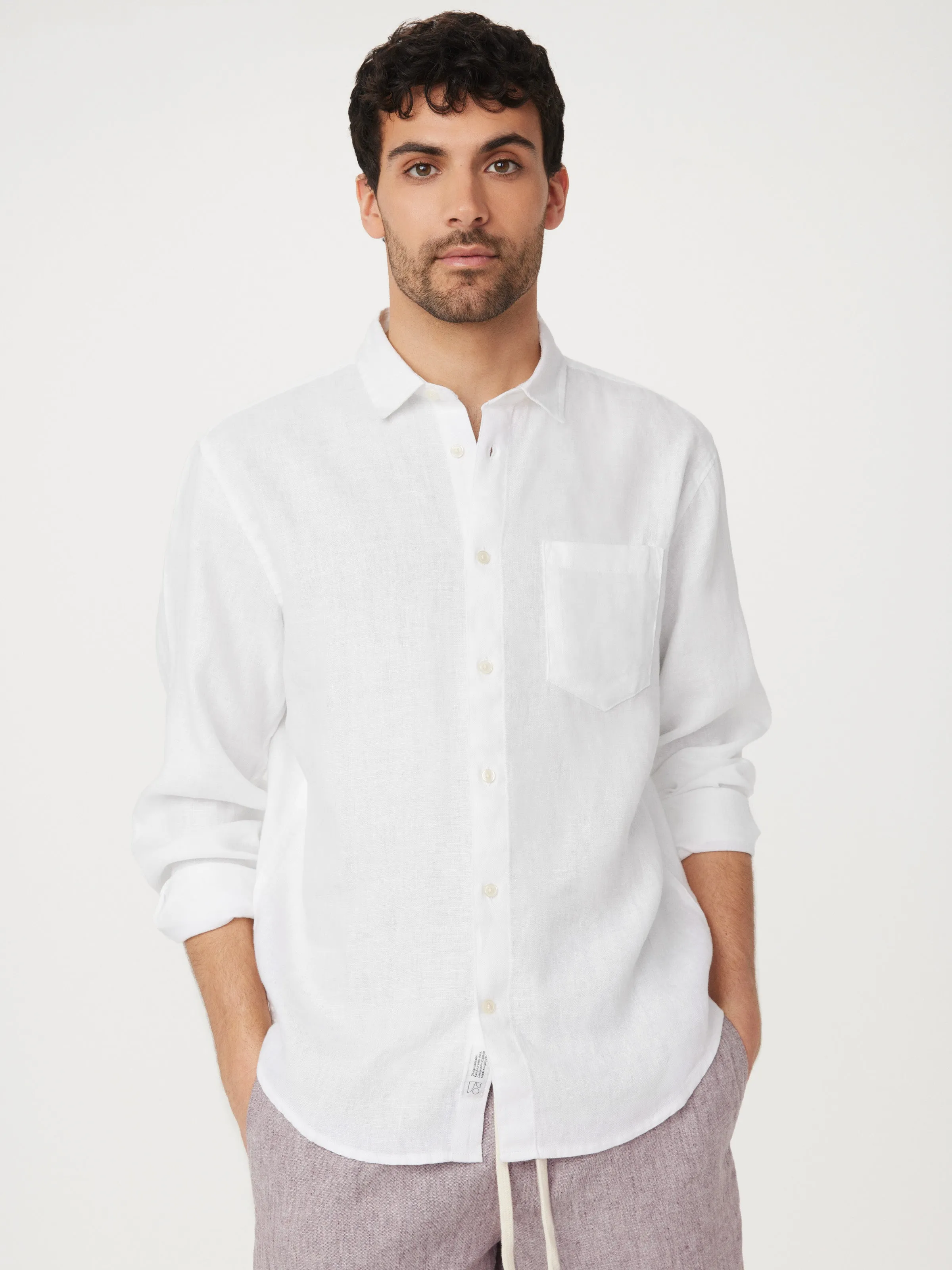 The Linen Shirt in Bright White sold by Frank & Oak
