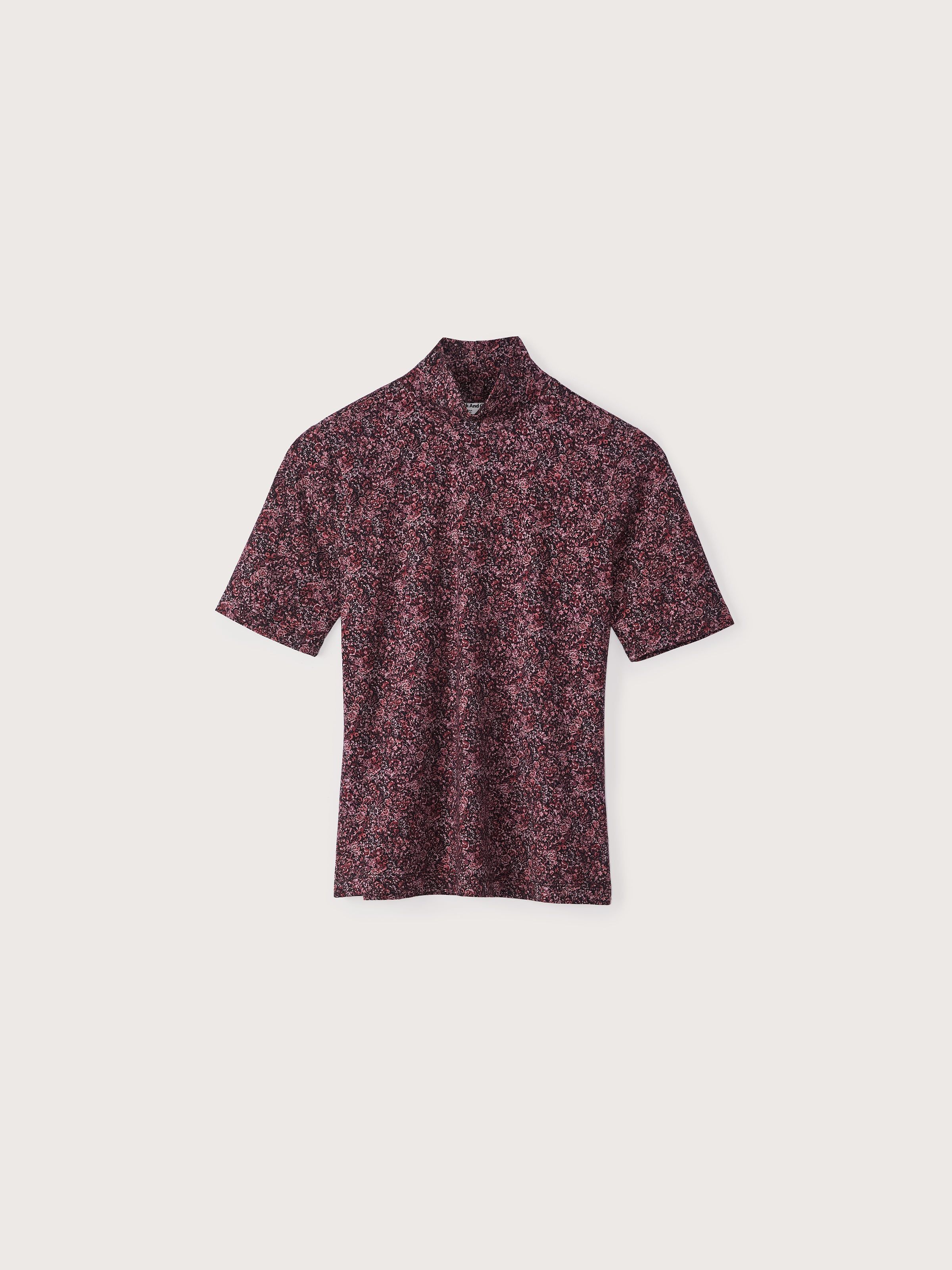 The Botanical Short Sleeve Mockneck in Maroon red sold by Frank & Oak product image thumbnail 4