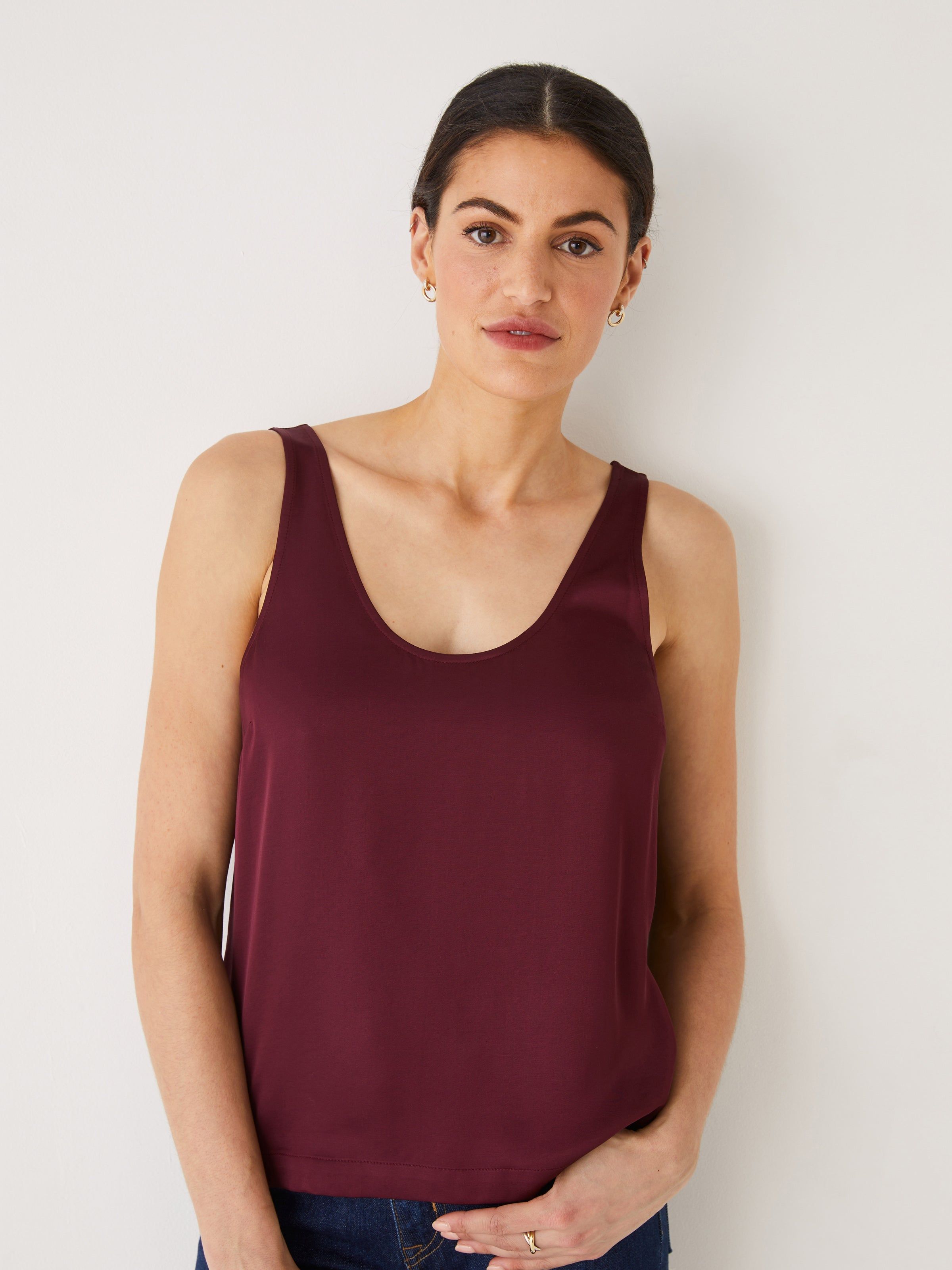 The Satin Camisole in Red Wine sold by Frank & Oak