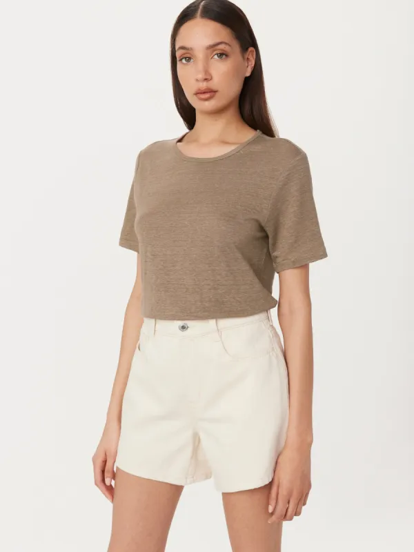 The Fluid Linen T-Shirt in Taupe sold by Frank & Oak