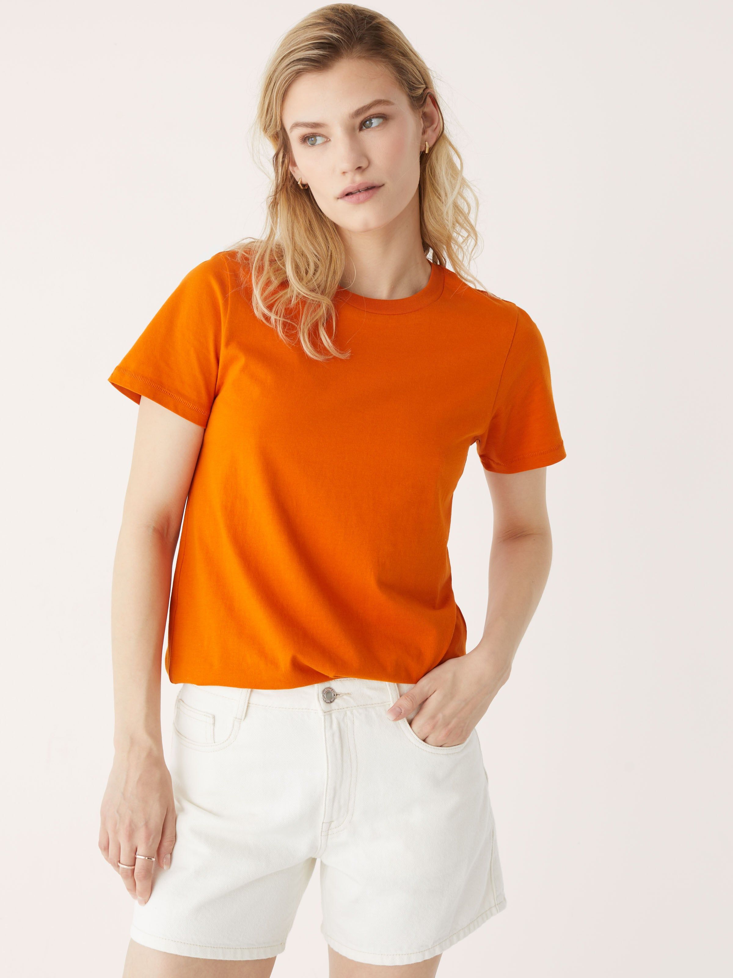 The Essential T-Shirt in Tangerine sold by Frank & Oak product image thumbnail 3