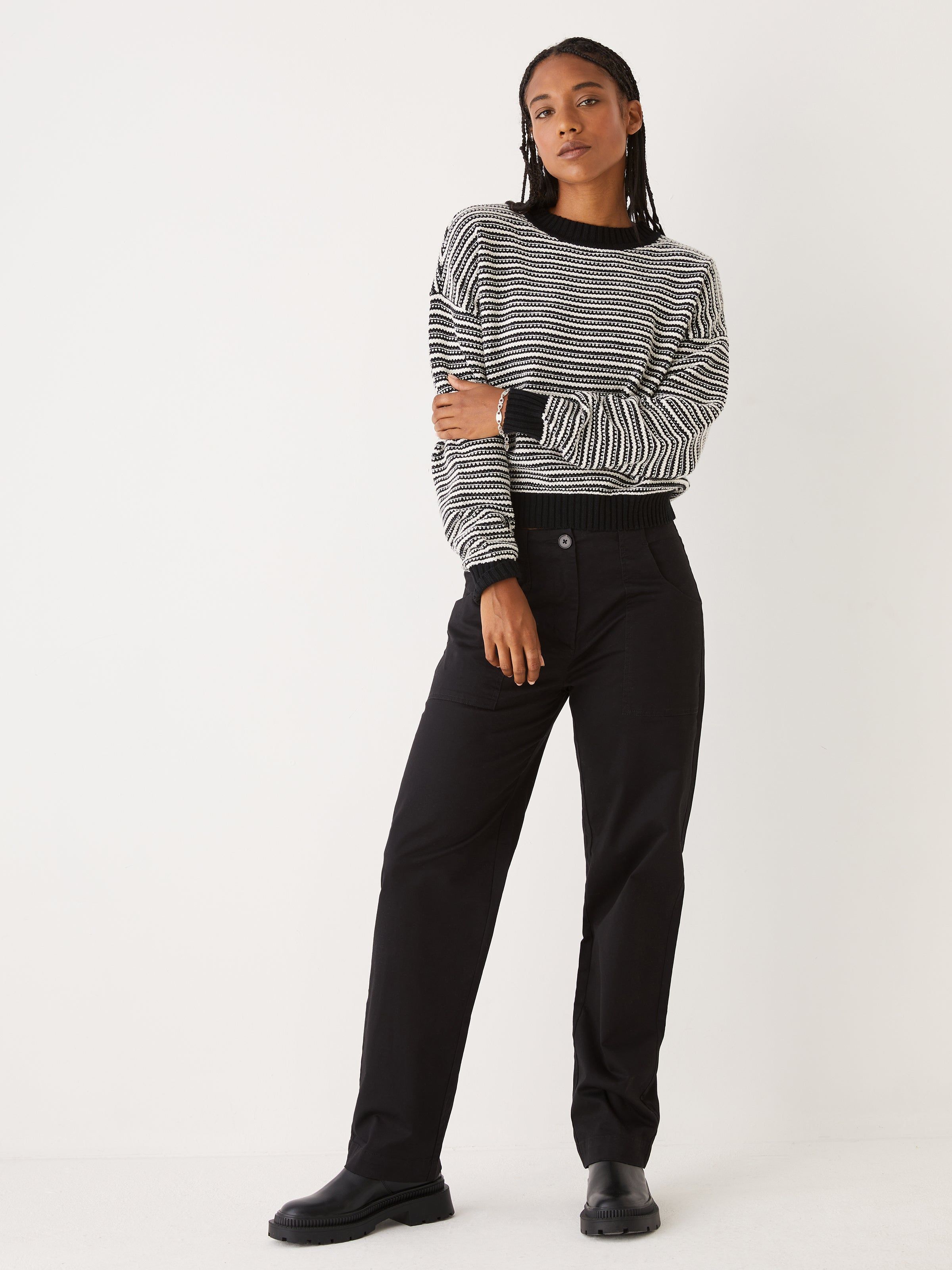 The Jacquard Sweater in Black sold by Frank & Oak