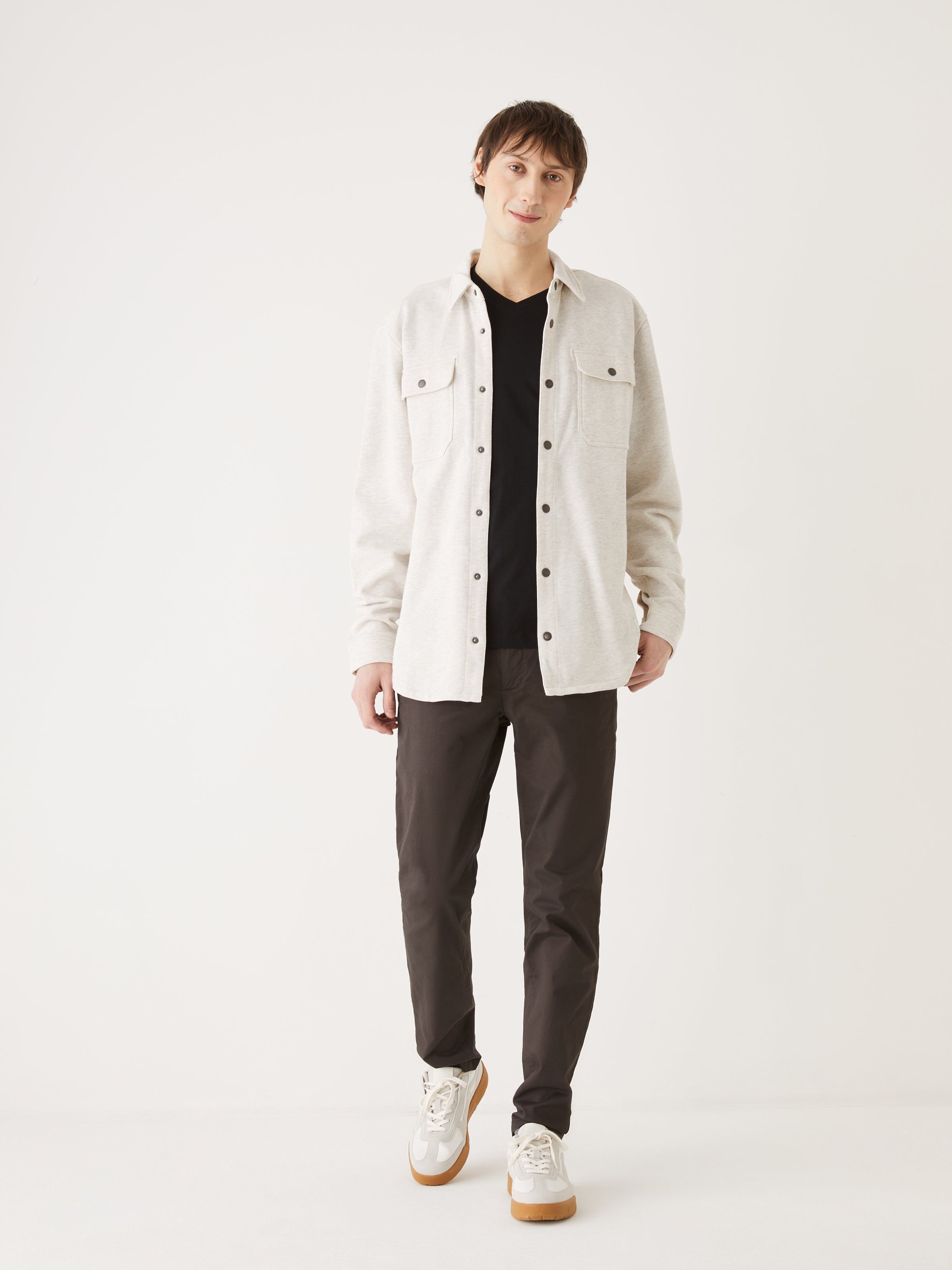 The French Terry Overshirt in White sold by Frank & Oak