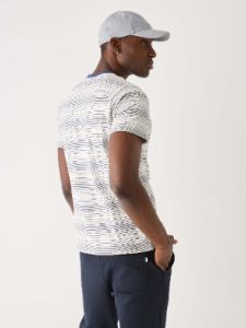 The Striped Pique T-Shirt in Indigo sold by Frank & Oak