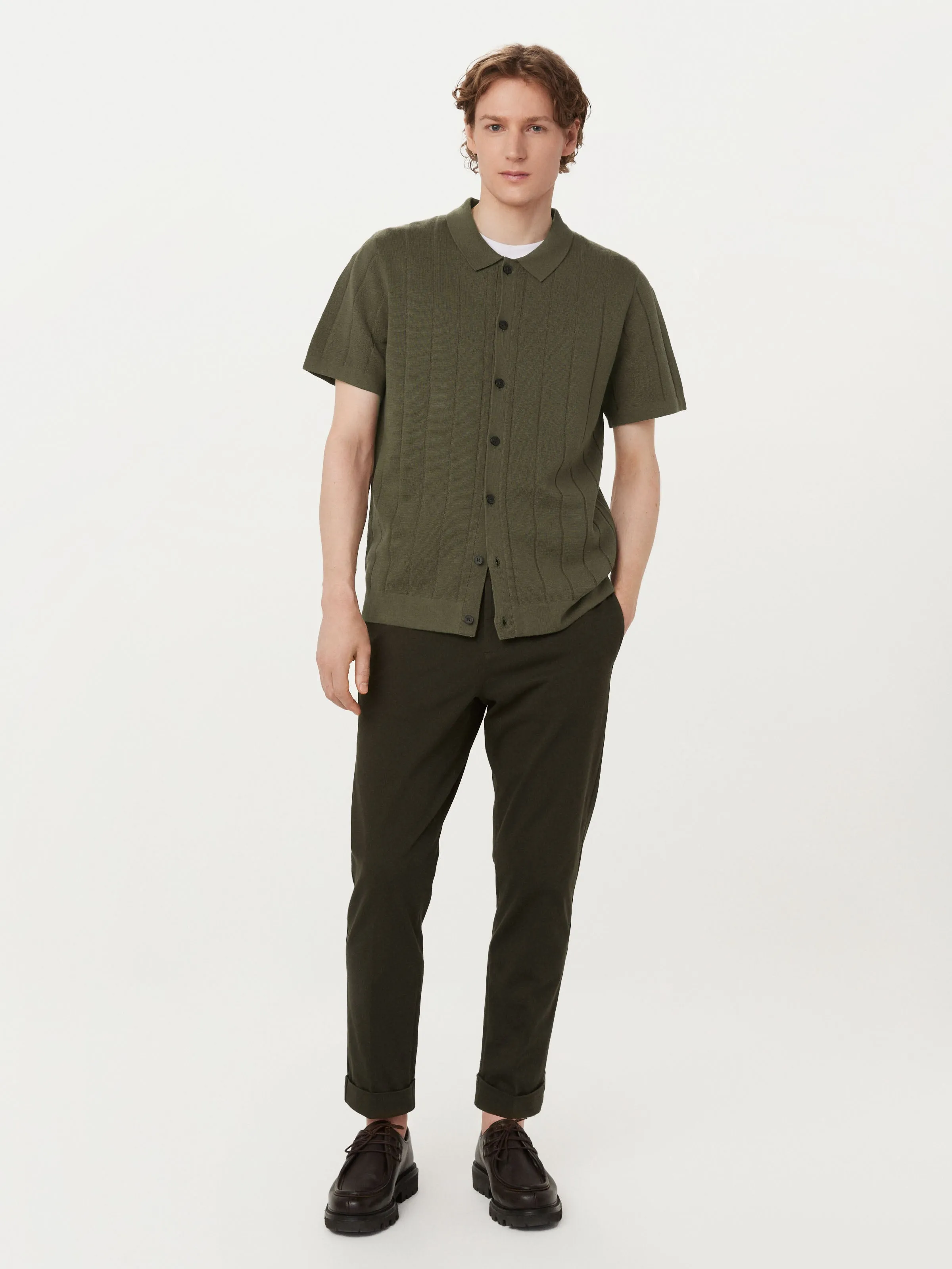 The Knit Button Up Polo in Green sold by Frank & Oak