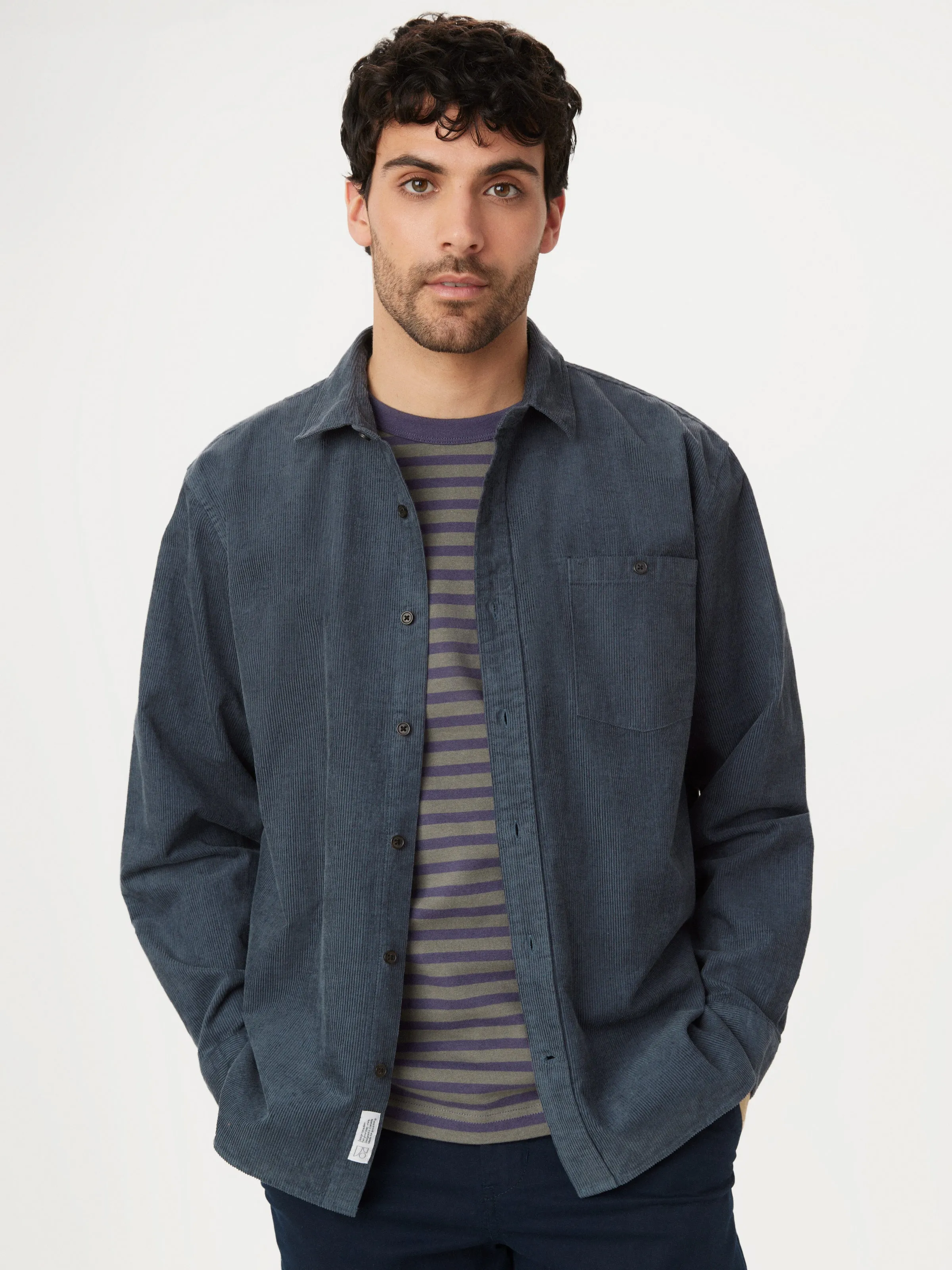 The Light Corduroy Shirt in Ash Blue sold by Frank & Oak