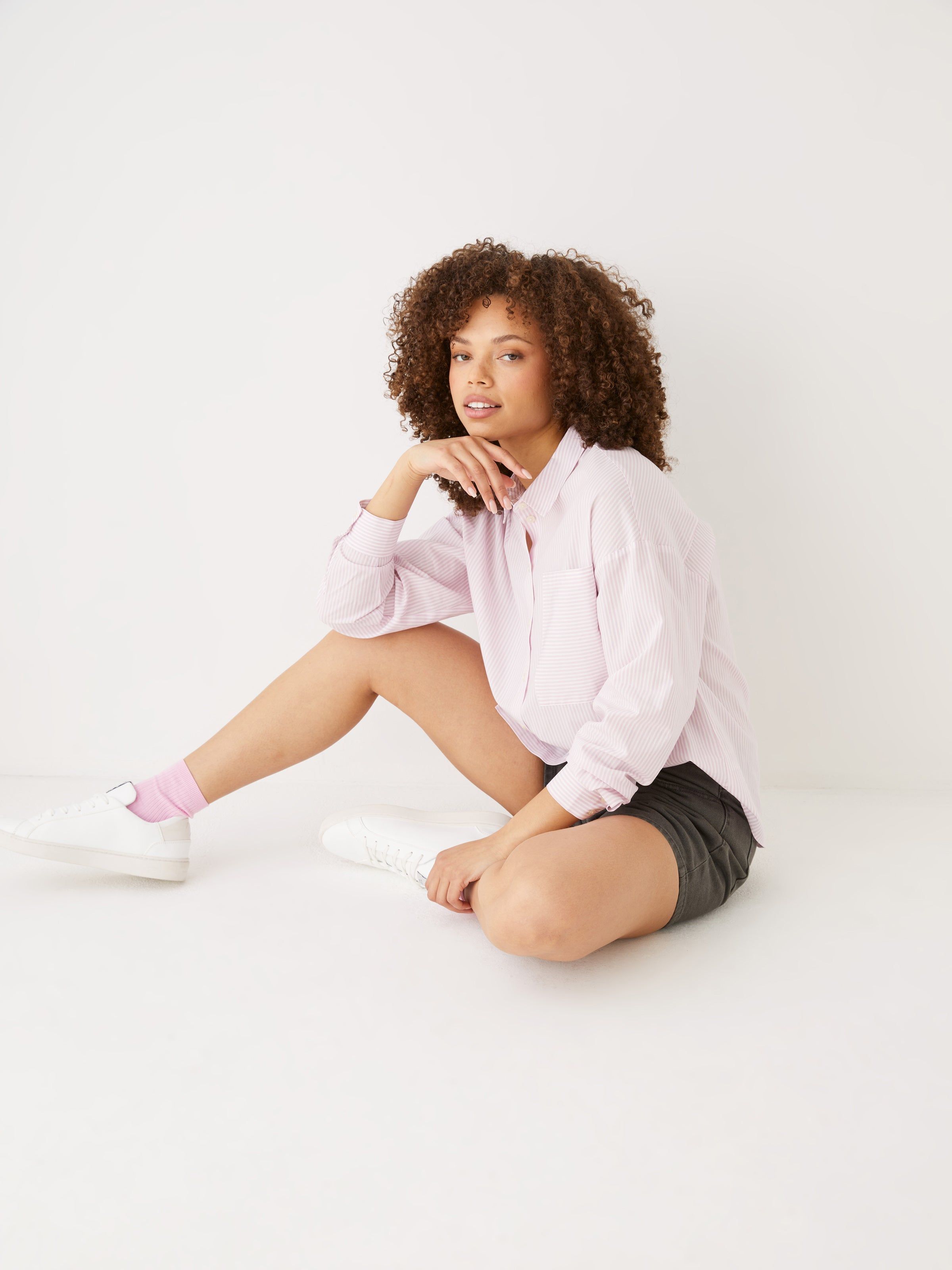 The Striped Oversized Shirt in Pink sold by Frank & Oak product image thumbnail 2