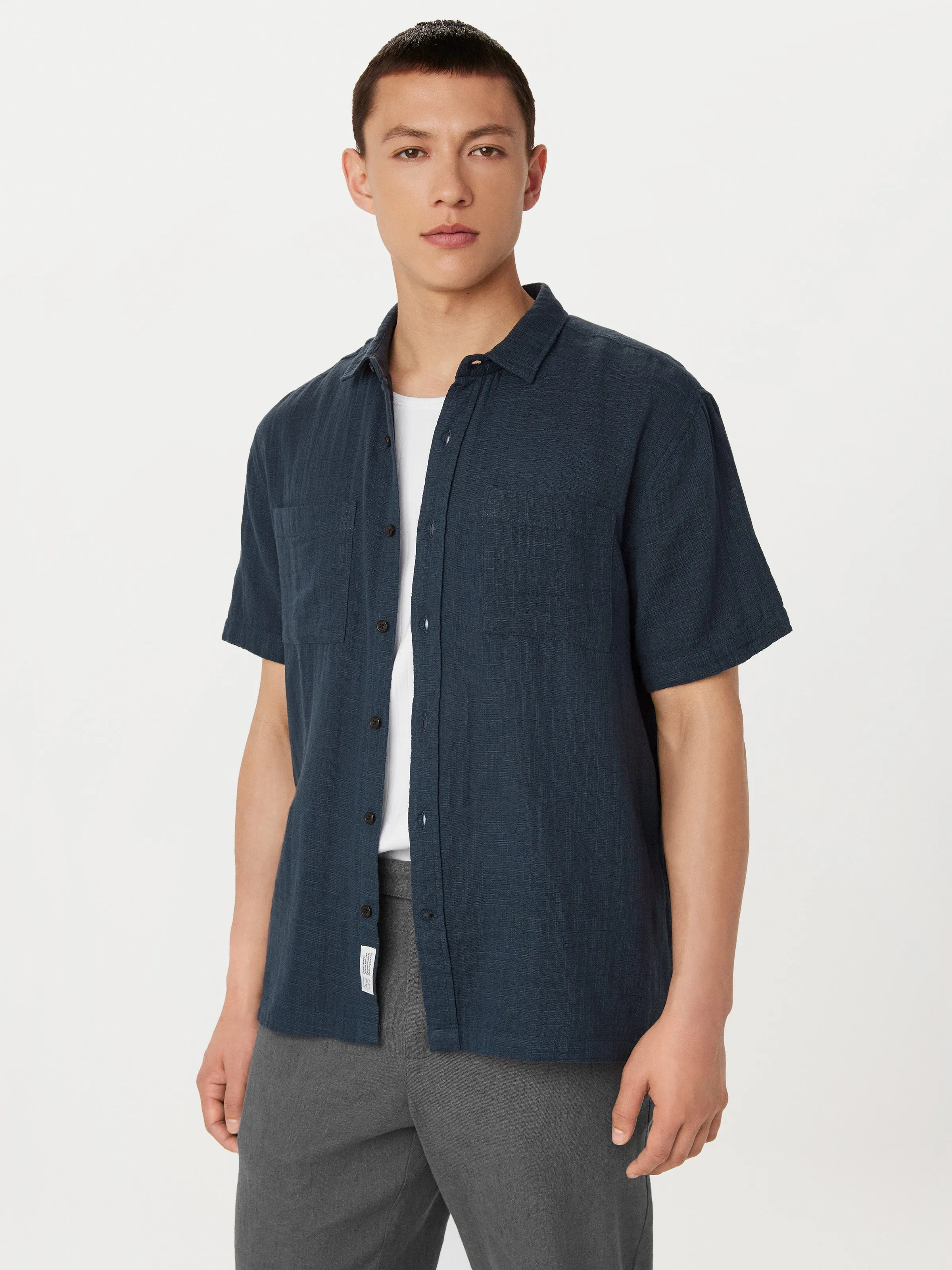The Double Cloth Shirt in Blueberry sold by Frank & Oak