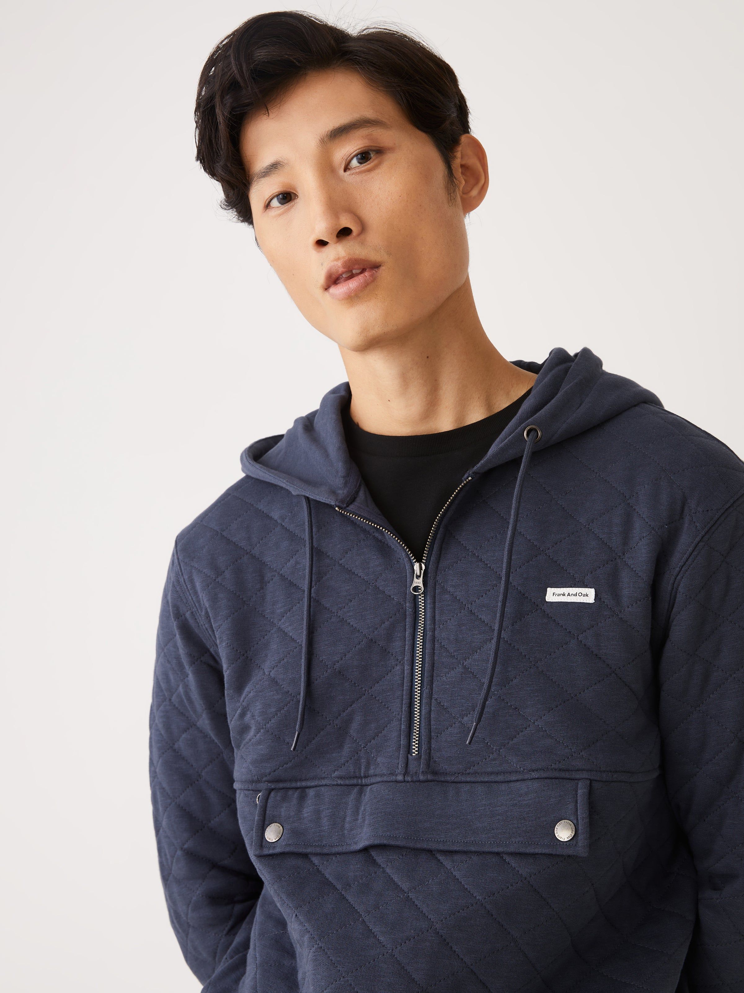 The Quilted Half-Zip Pull-Over in Night Blue sold by Frank & Oak product image thumbnail 3