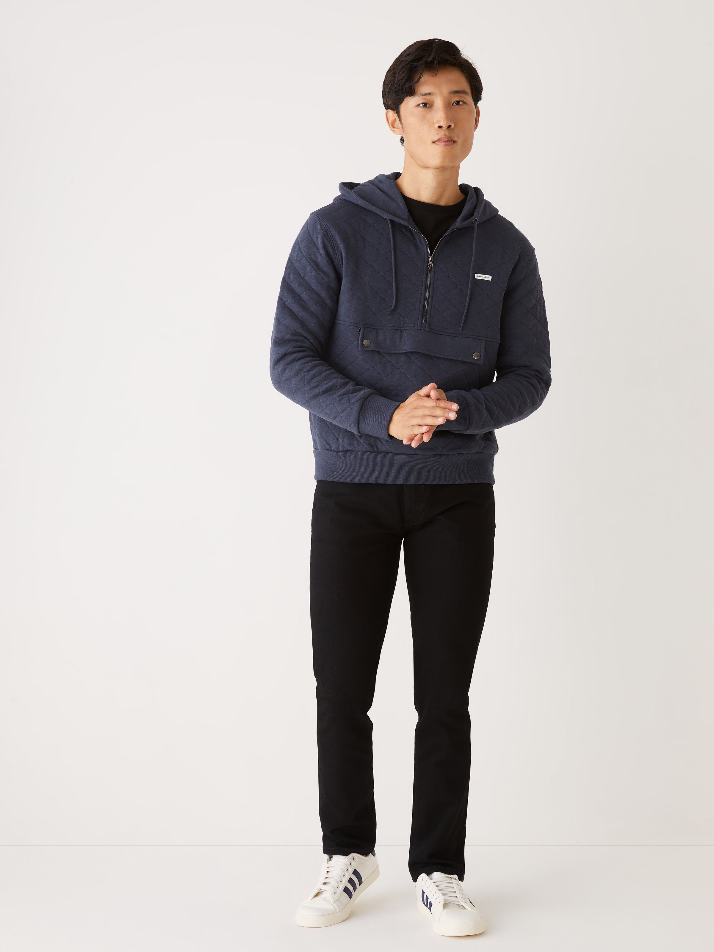 The Quilted Half-Zip Pull-Over in Night Blue sold by Frank & Oak product image thumbnail 2
