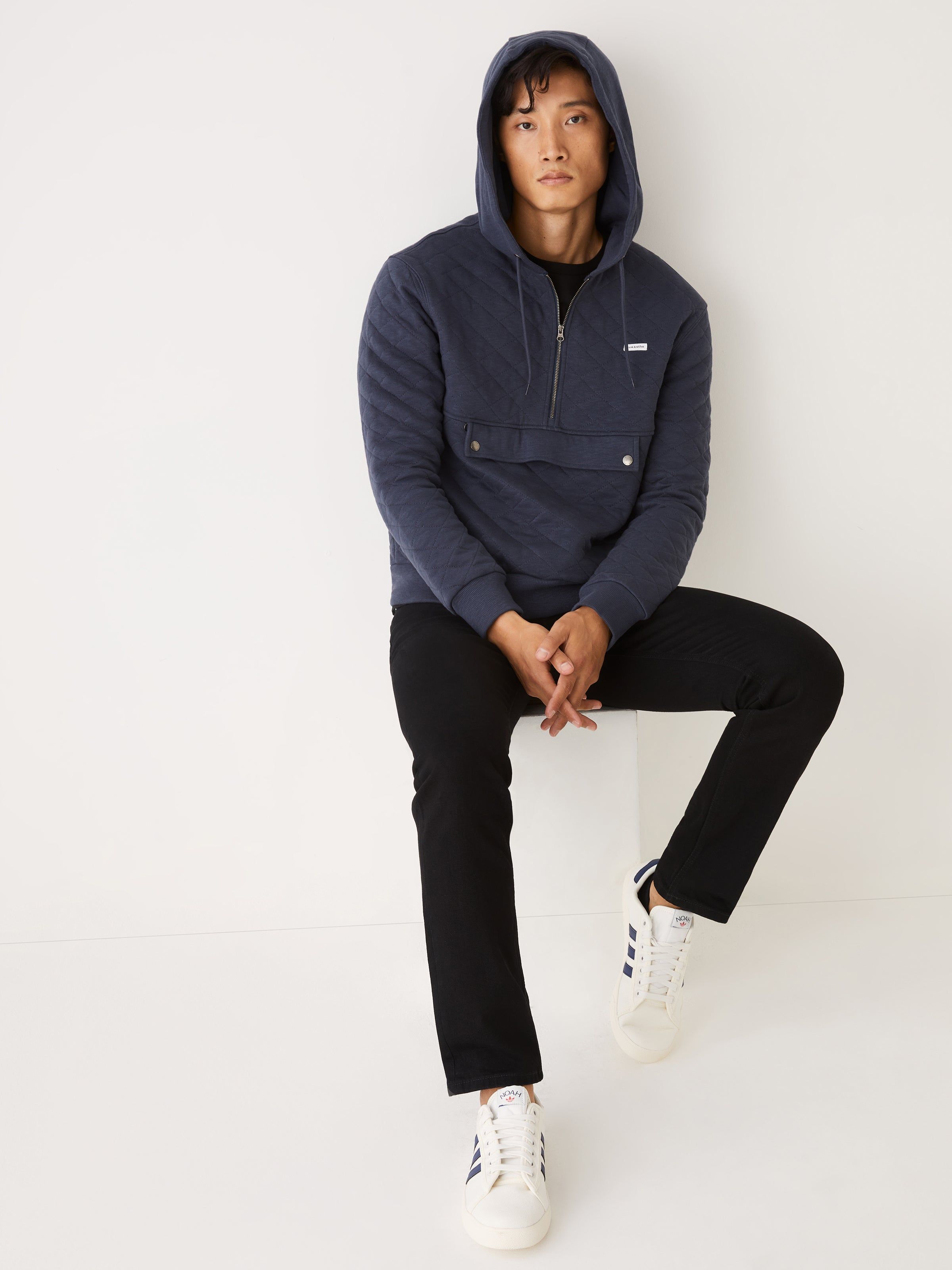 The Quilted Half-Zip Pull-Over in Night Blue sold by Frank & Oak product image thumbnail 5