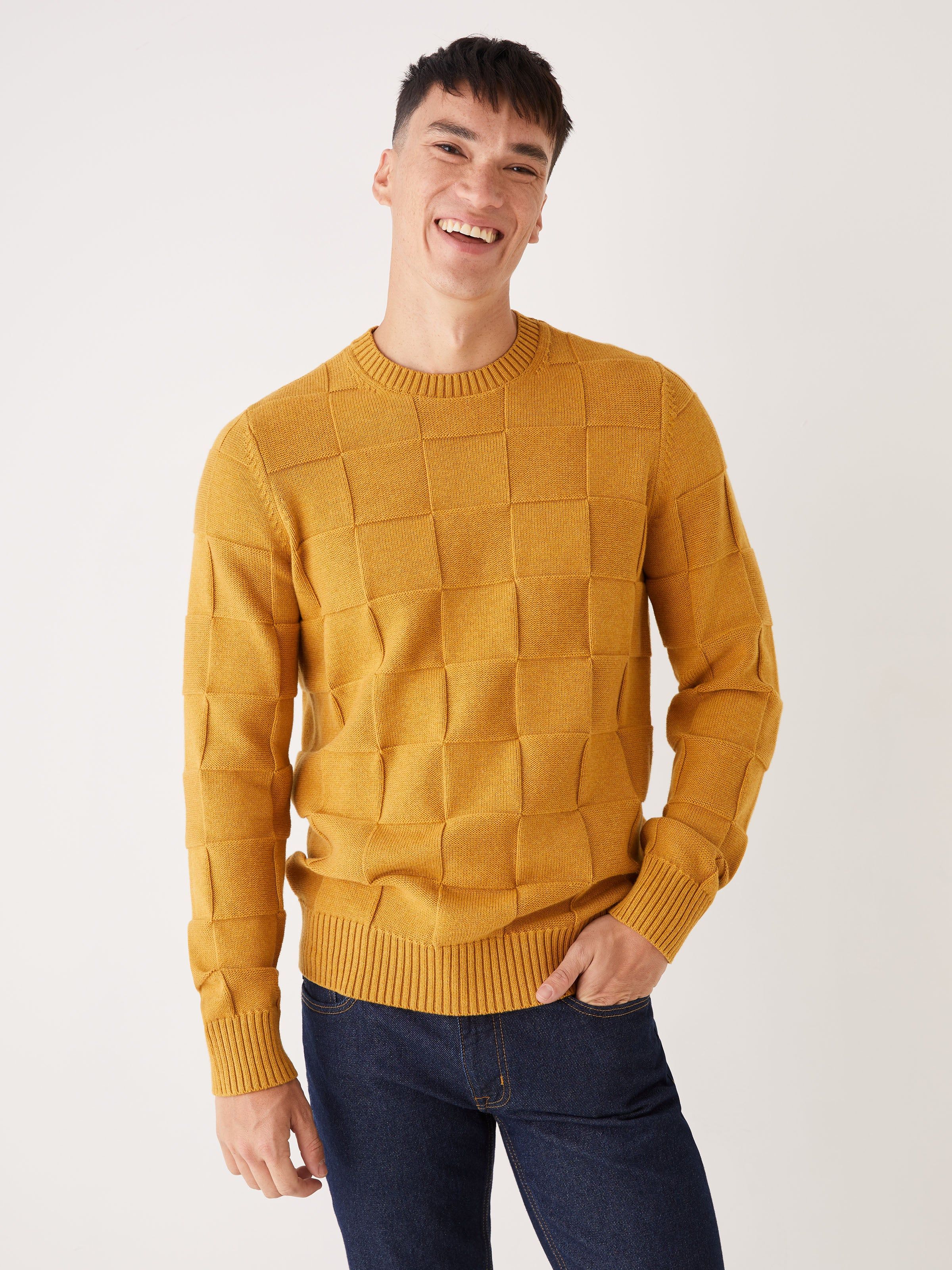 The Checkered Sweater in Mustard sold by Frank & Oak