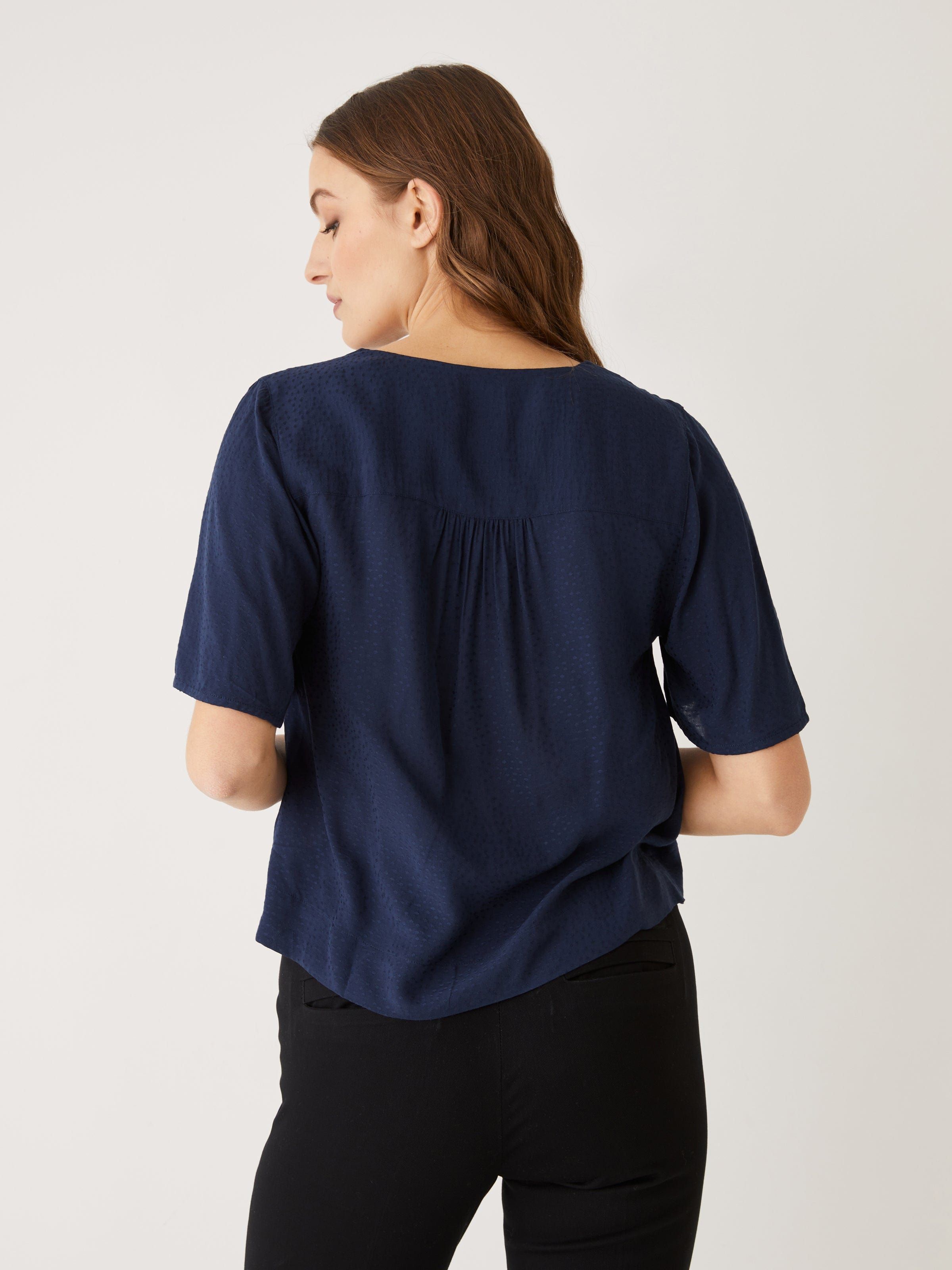 Ruched Flutter Sleeve Blouse in Navy sold by Frank & Oak product image thumbnail 4