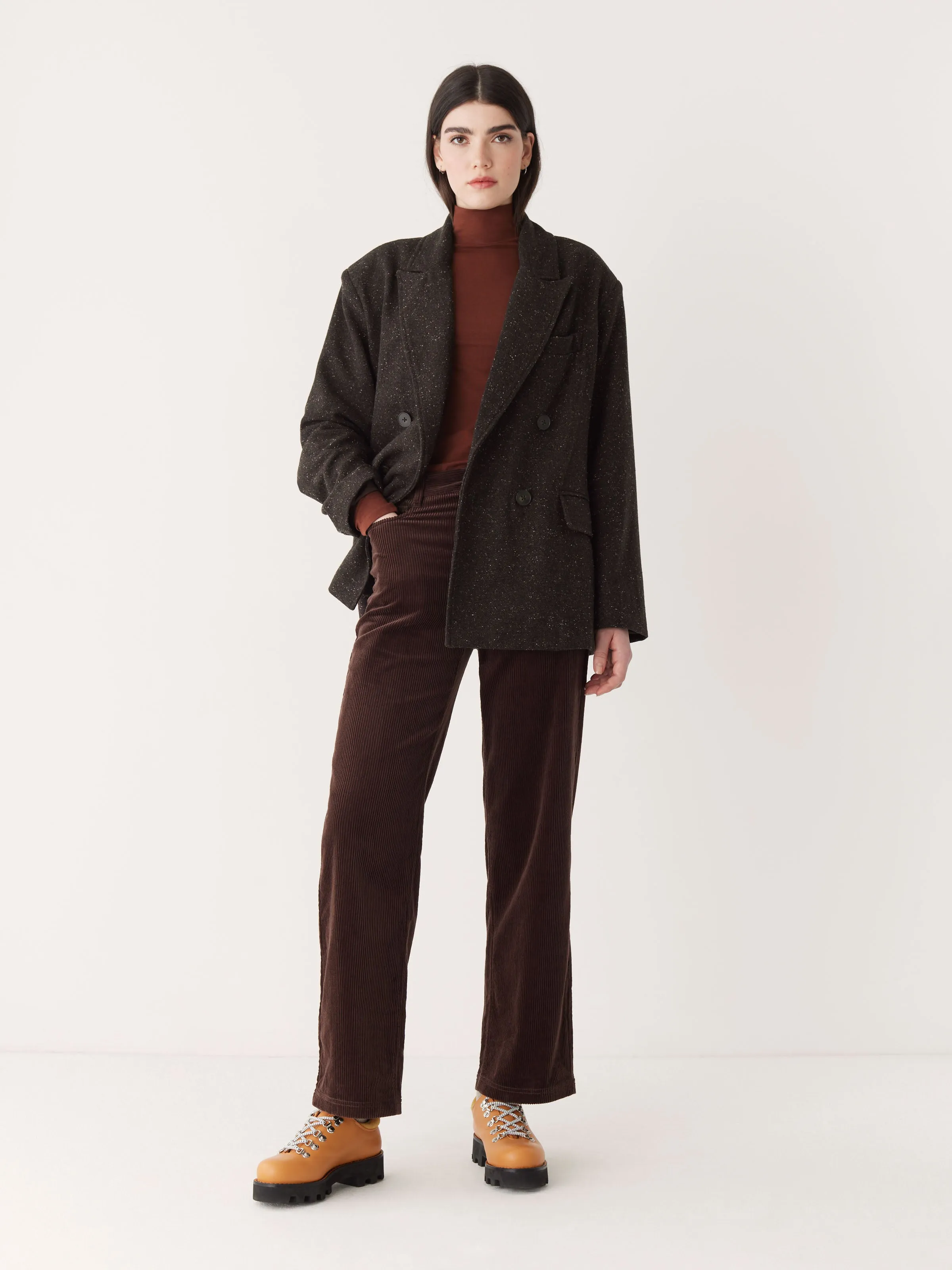 The Comfort Double Breasted Blazer in Dark Brown sold by Frank & Oak product image thumbnail 4