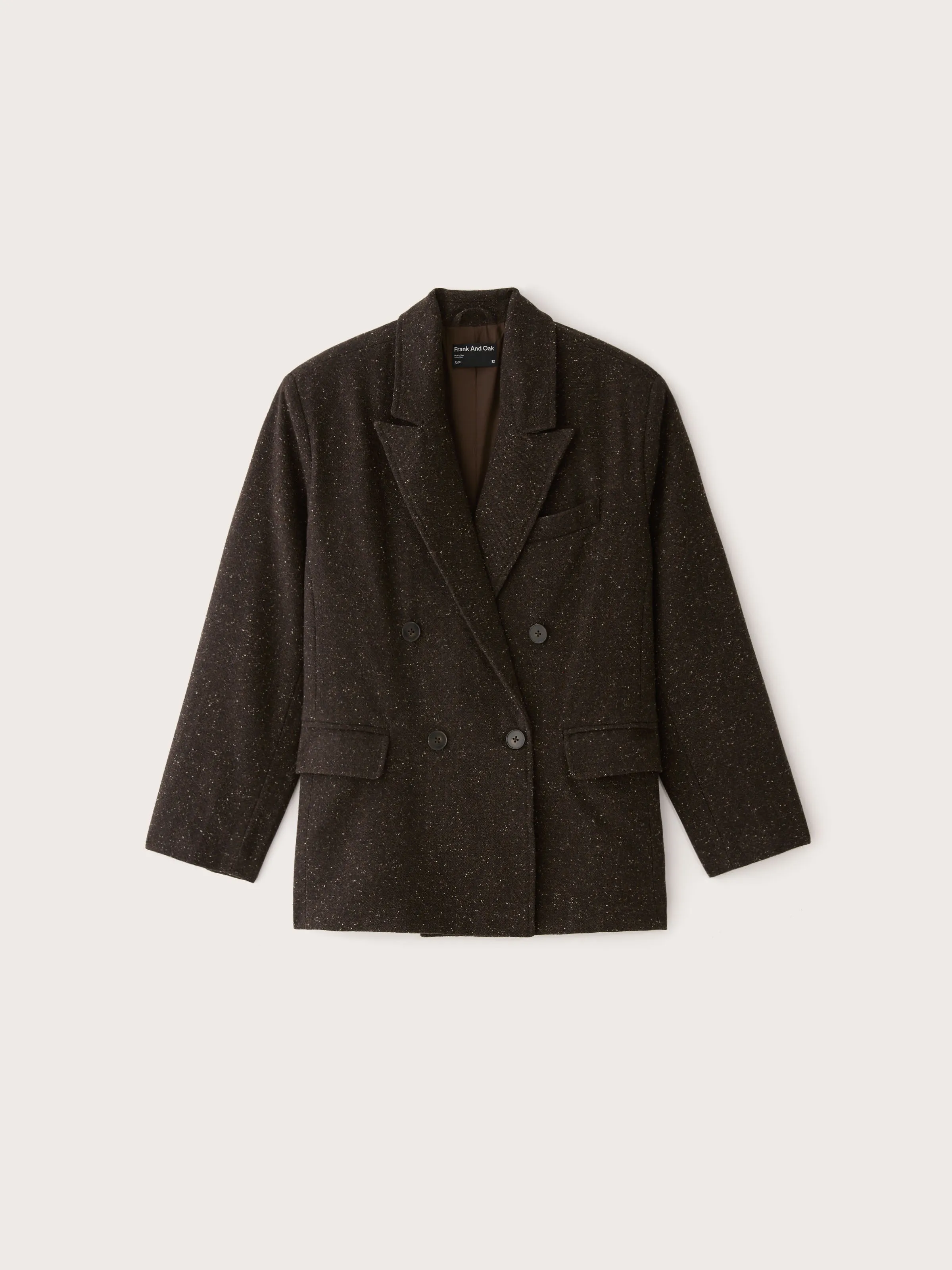 The Comfort Double Breasted Blazer in Dark Brown sold by Frank & Oak product image thumbnail 5