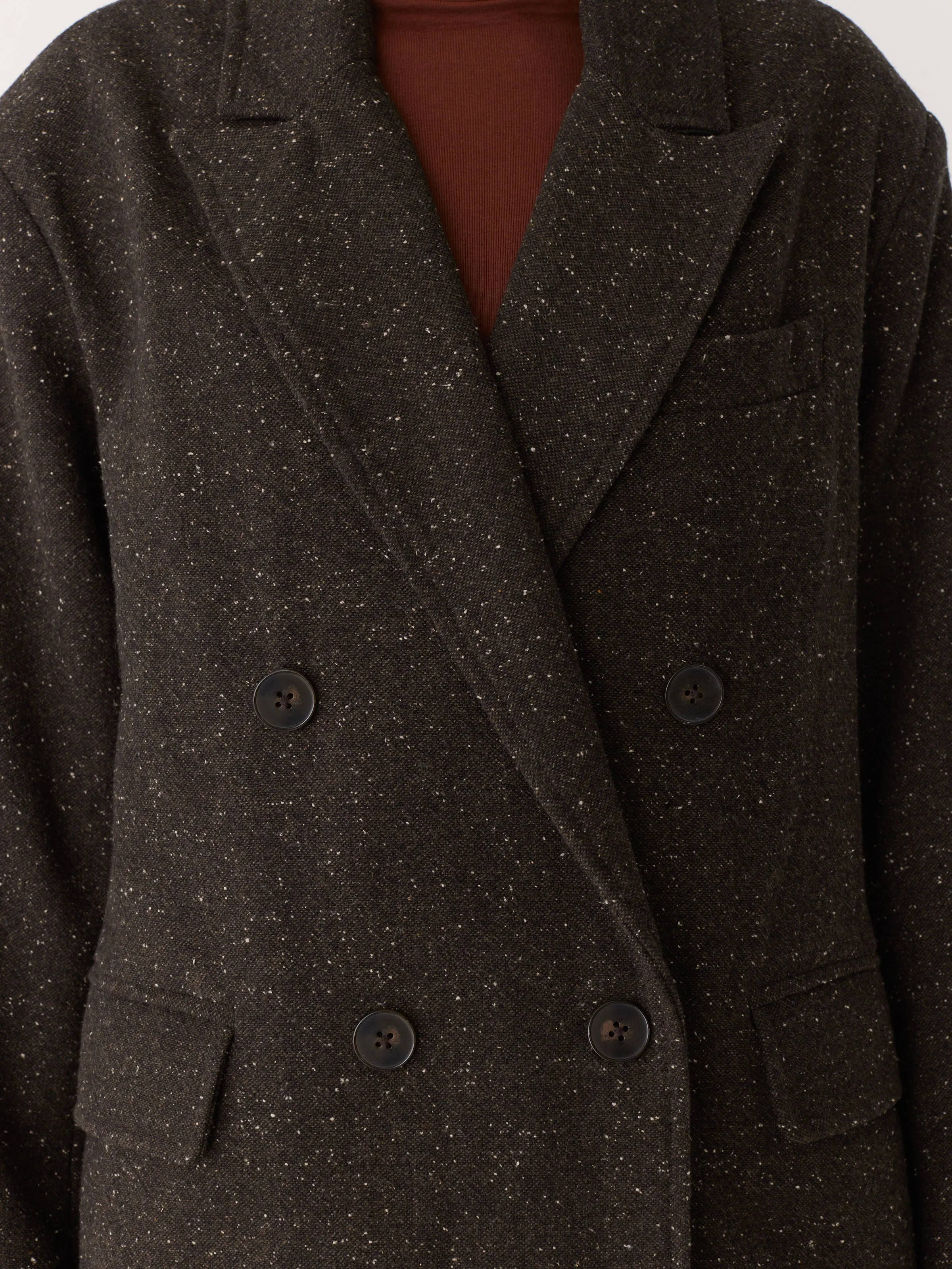 The Comfort Double Breasted Blazer in Dark Brown sold by Frank & Oak product image thumbnail 2