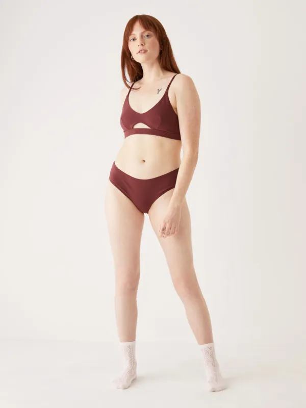 The Organic Cotton Hipster Brief in Dark Red made by Frank & Oak