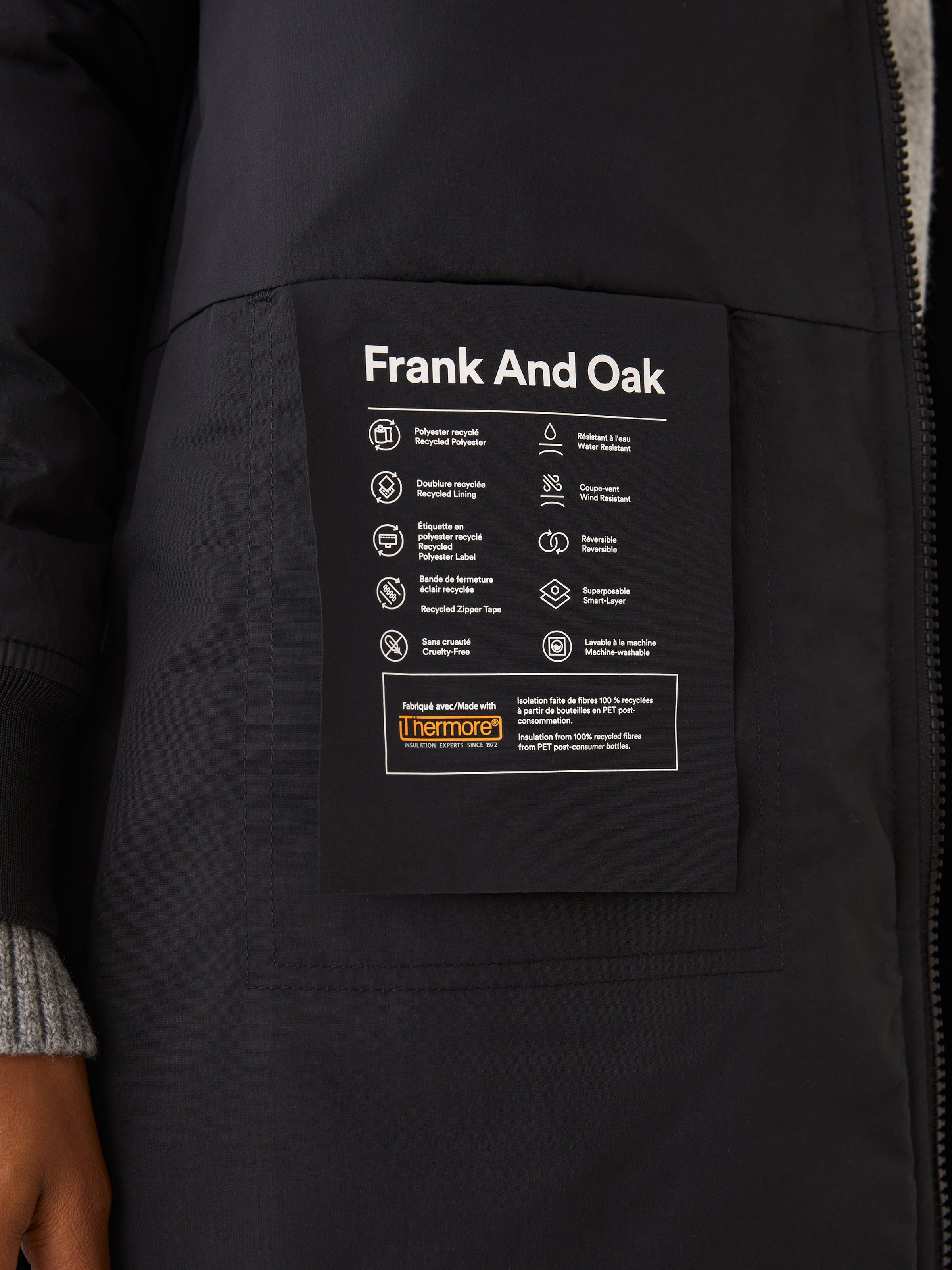 The Skyline Reversible Maxi Bomber in Black sold by Frank & Oak product image thumbnail 5