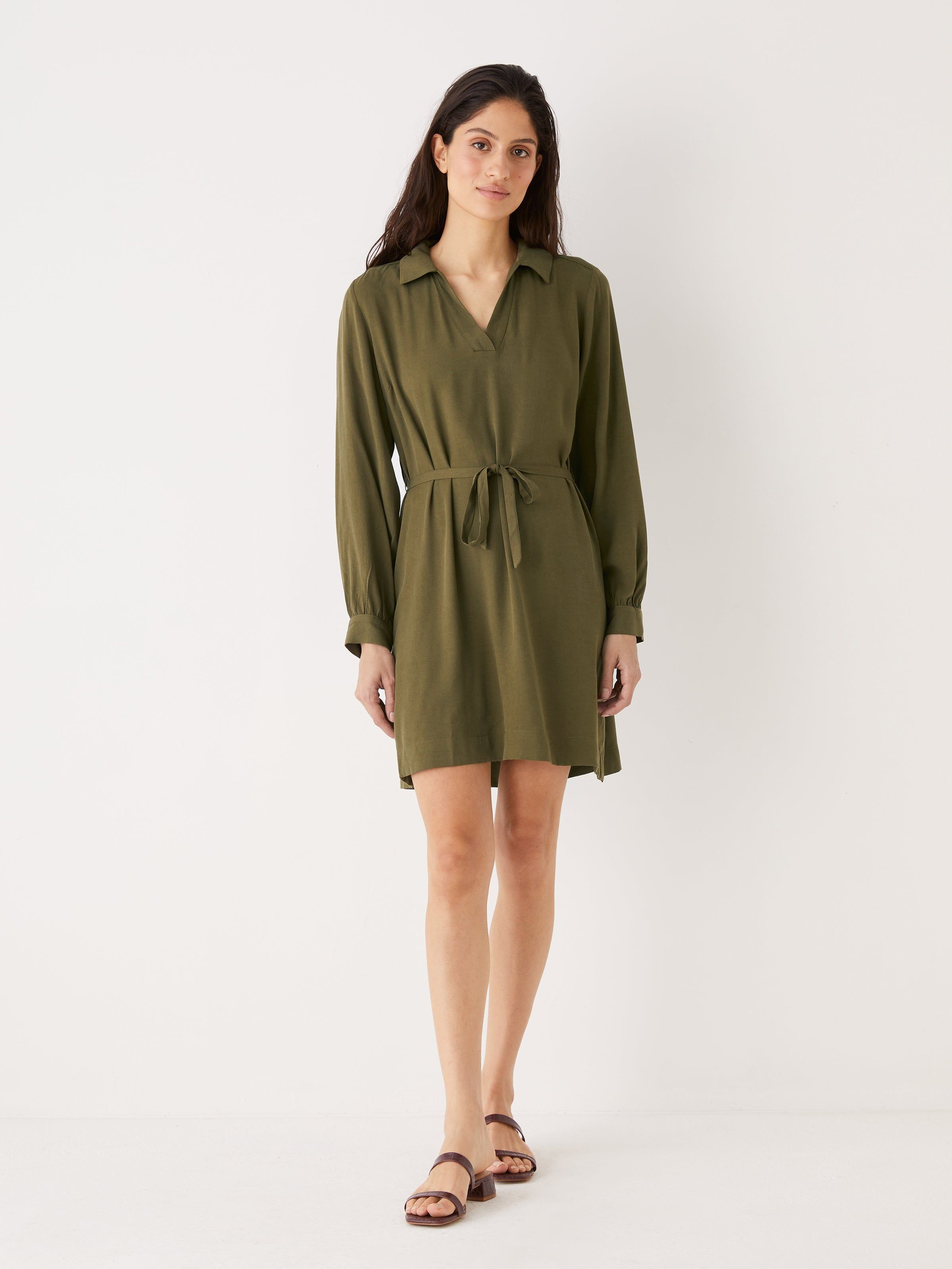 The Collar Dress in Dark Olive sold by Frank & Oak