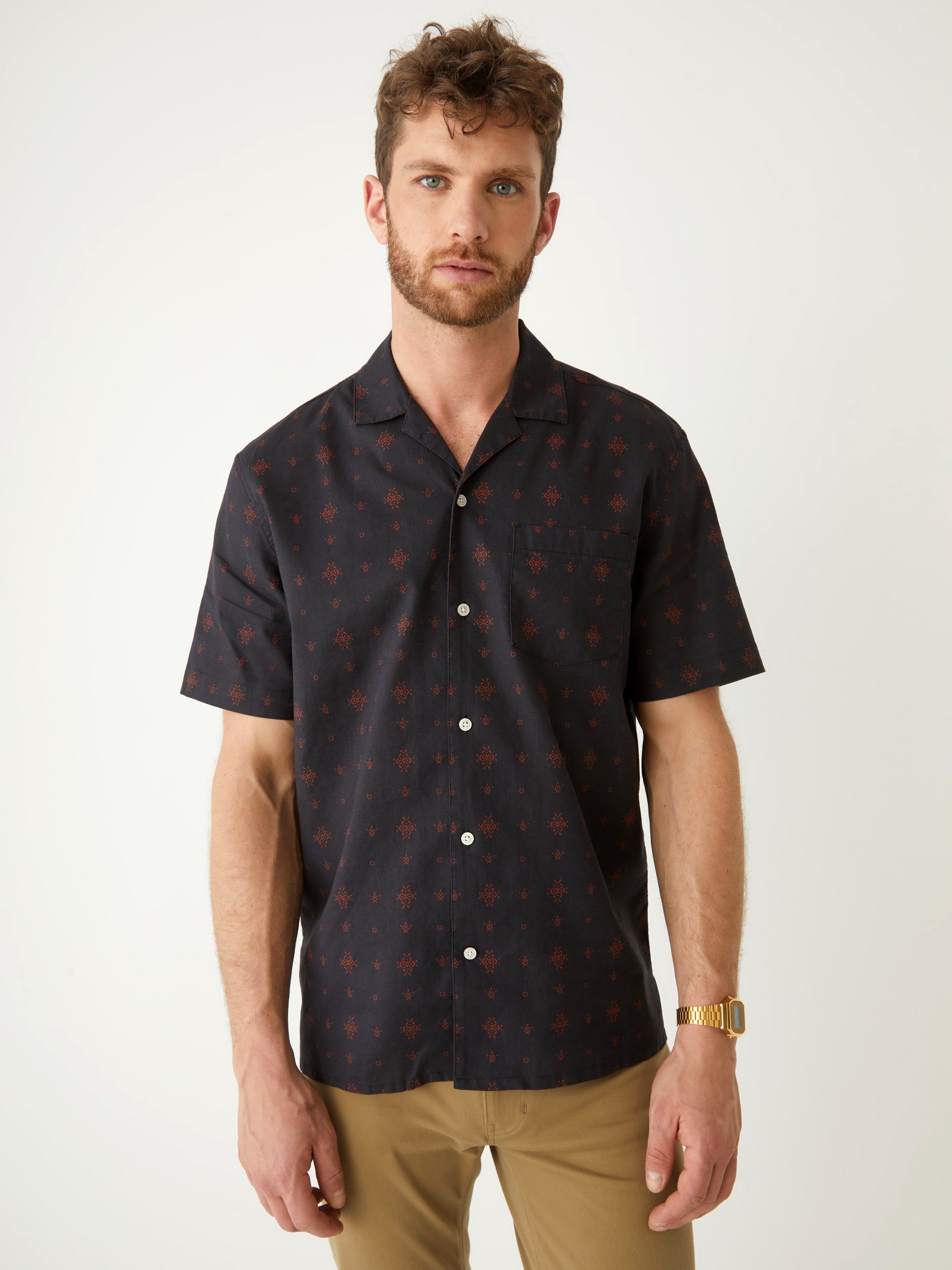 The Camp Collar Resort Shirt in Dark Grey sold by Frank & Oak