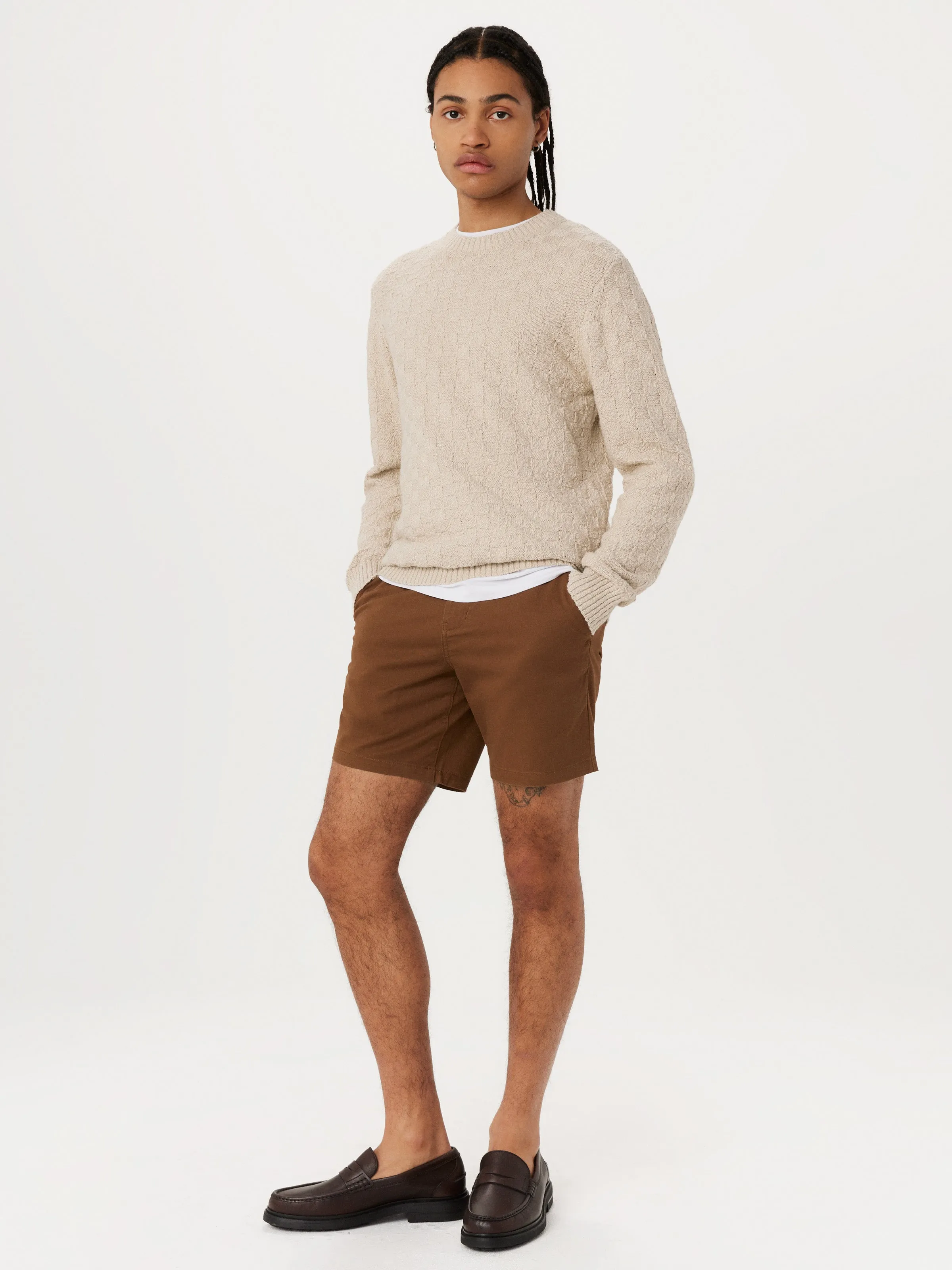 The Brunswick 7in Short in Milk Chocolate sold by Frank & Oak