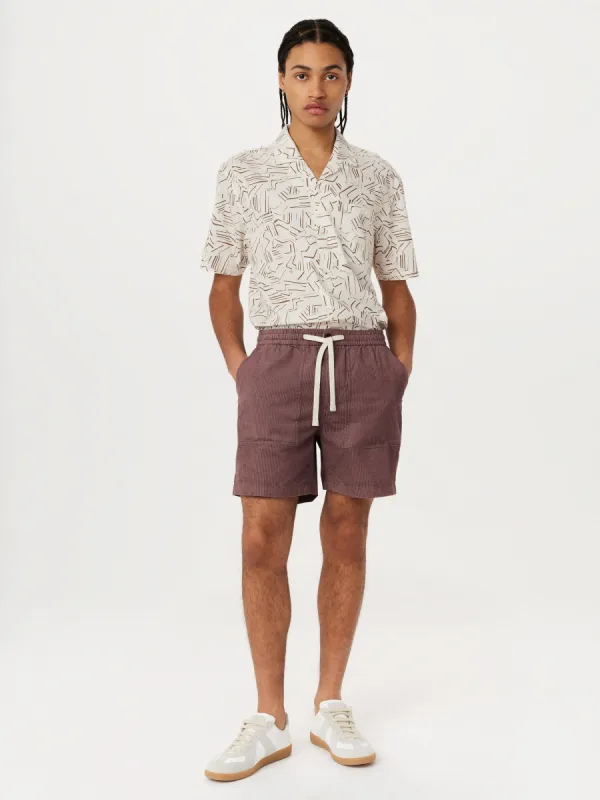 The Owen Light Corduroy Short in Dark Clay sold by Frank & Oak