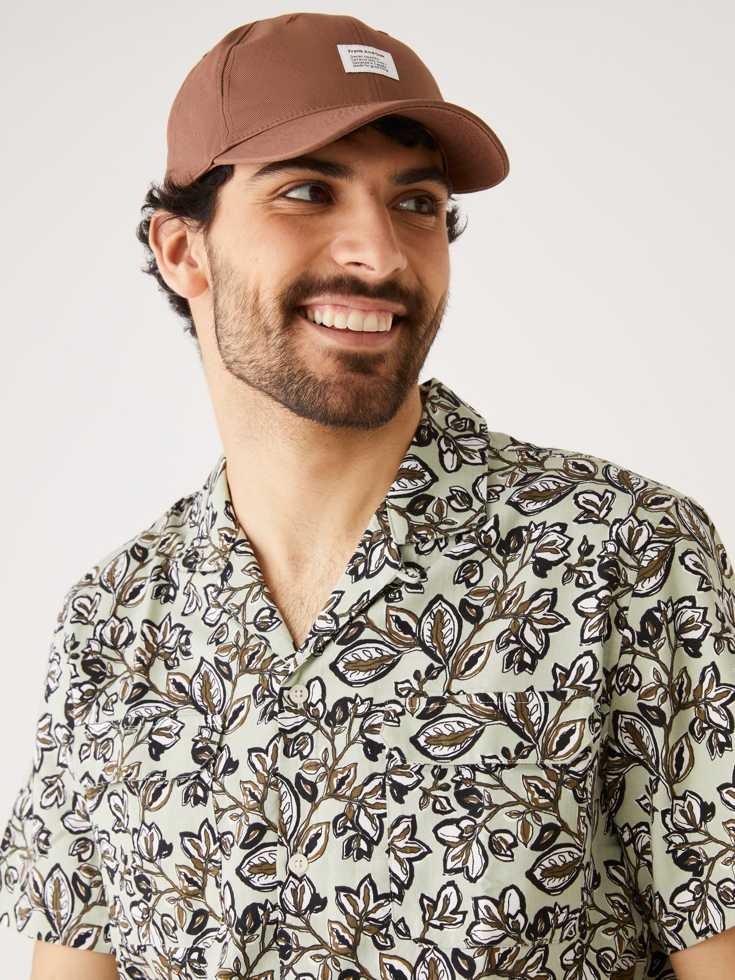 The Short Sleeve Botanical Shirt in Green sold by Frank & Oak
