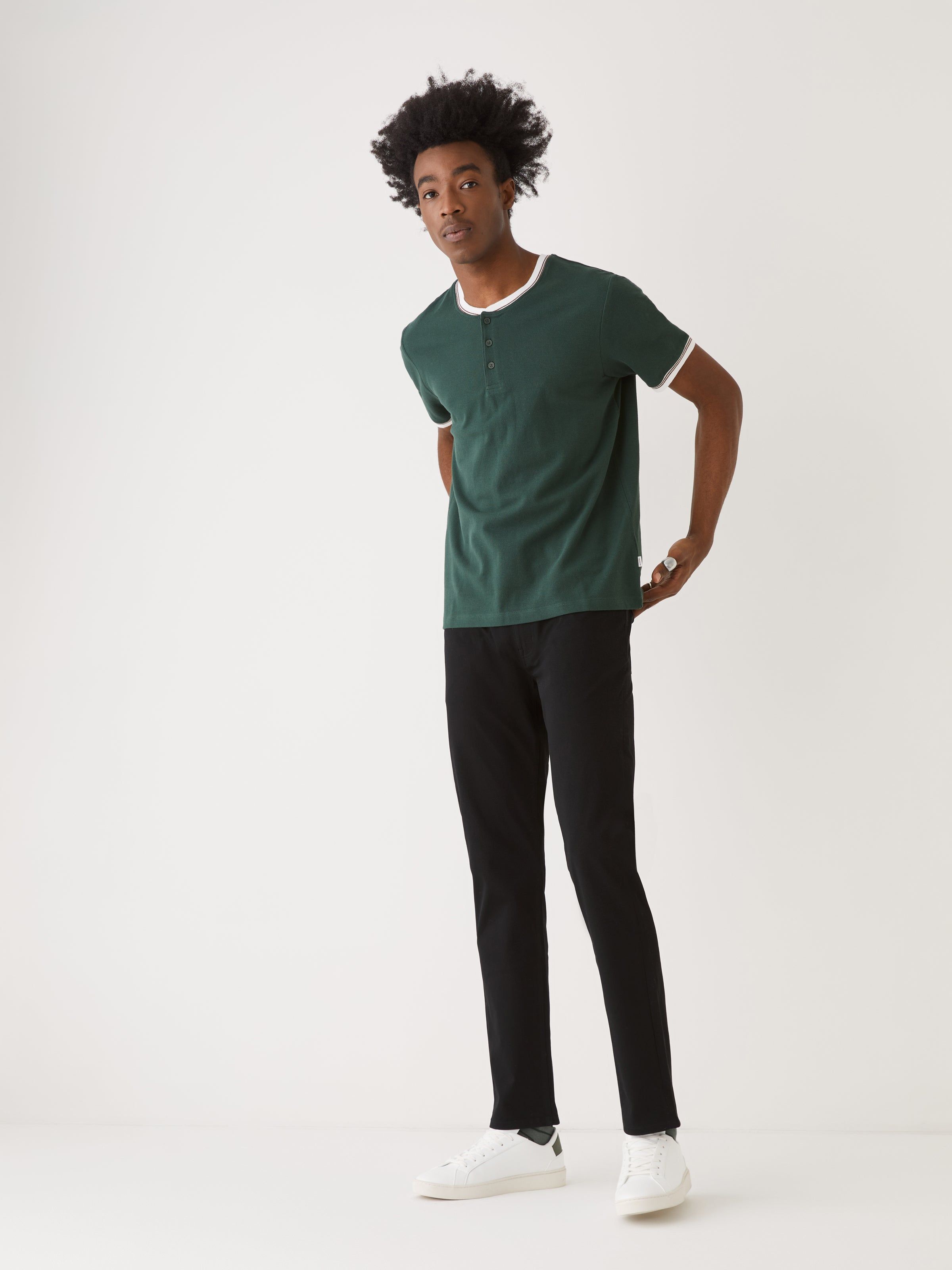 The Slim Fit Henley T-Shirt in Pine Grove sold by Frank & Oak
