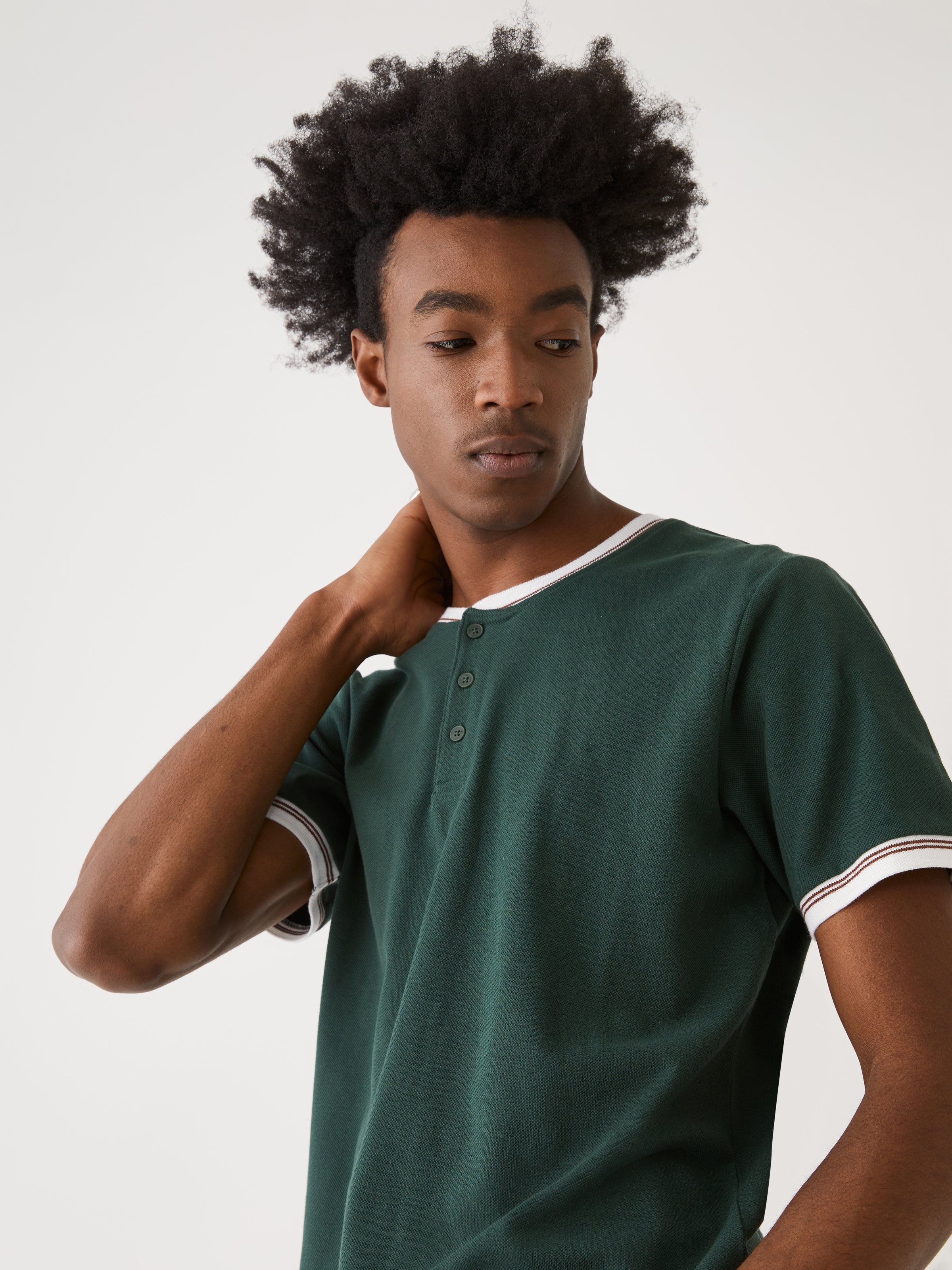 The Slim Fit Henley T-Shirt in Pine Grove sold by Frank & Oak product image thumbnail 2