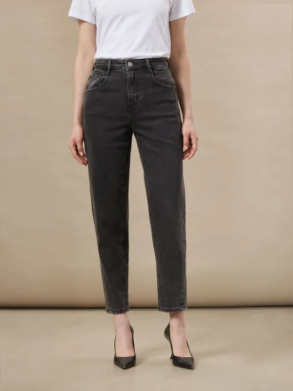 The Linda Balloon Jean in Washed Black sold by Frank & Oak
