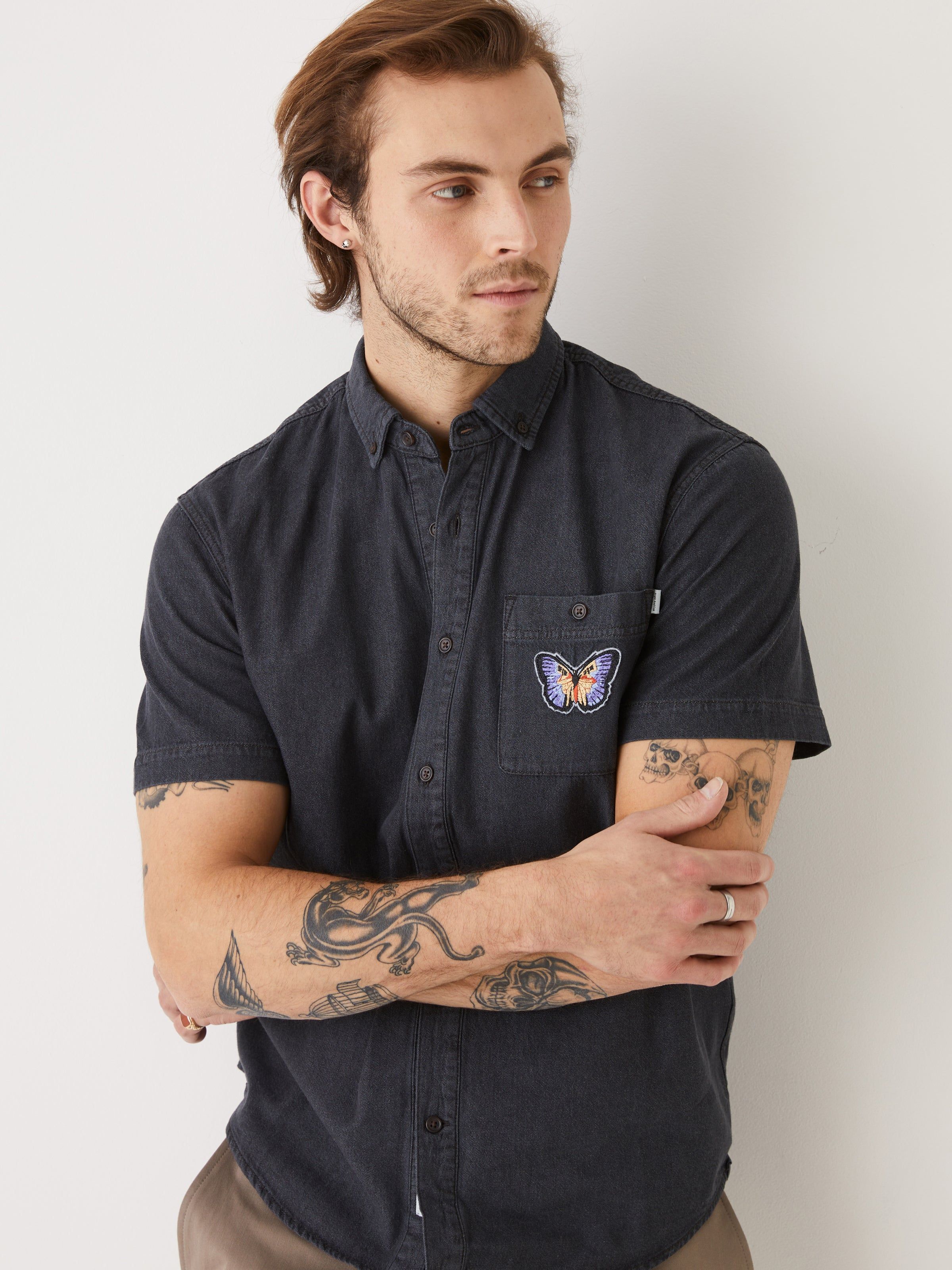 The Short Sleeve Denim Shirt in Washed Black sold by Frank & Oak product image thumbnail 2