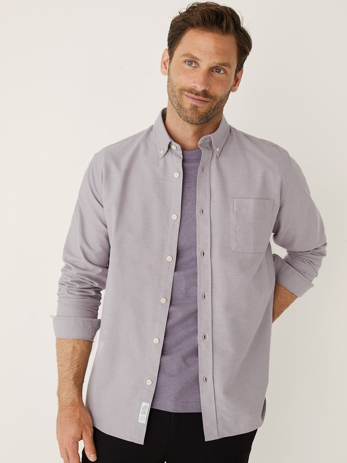 The Marled Jasper Oxford Shirt in Slate Violet sold by Frank & Oak product image thumbnail 4