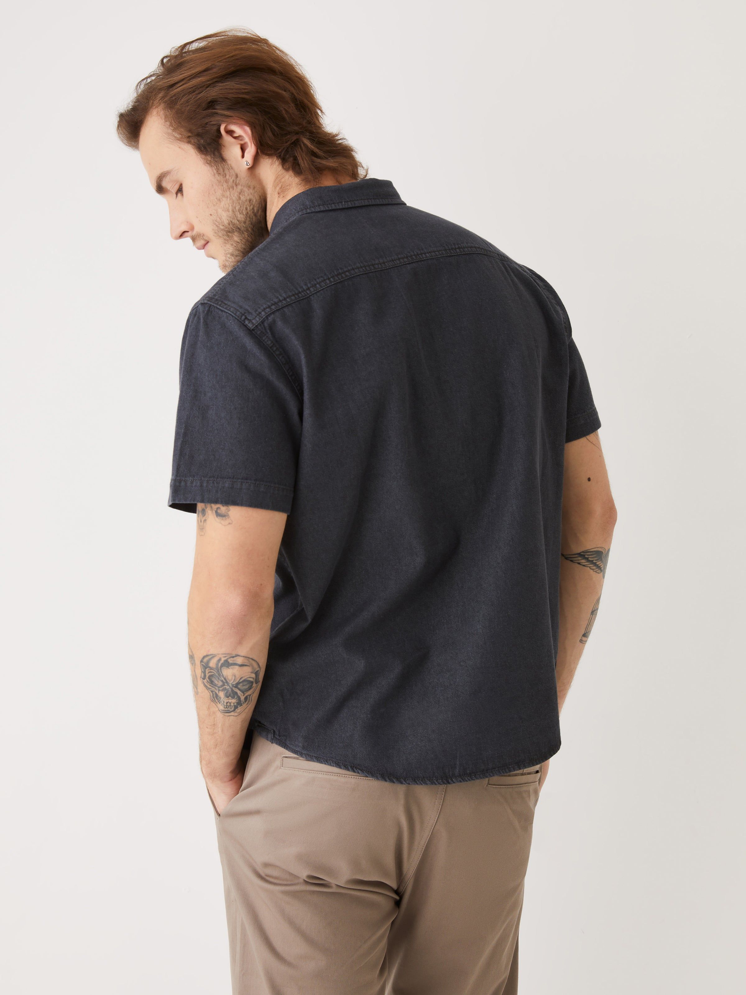 The Short Sleeve Denim Shirt in Washed Black sold by Frank & Oak product image thumbnail 4