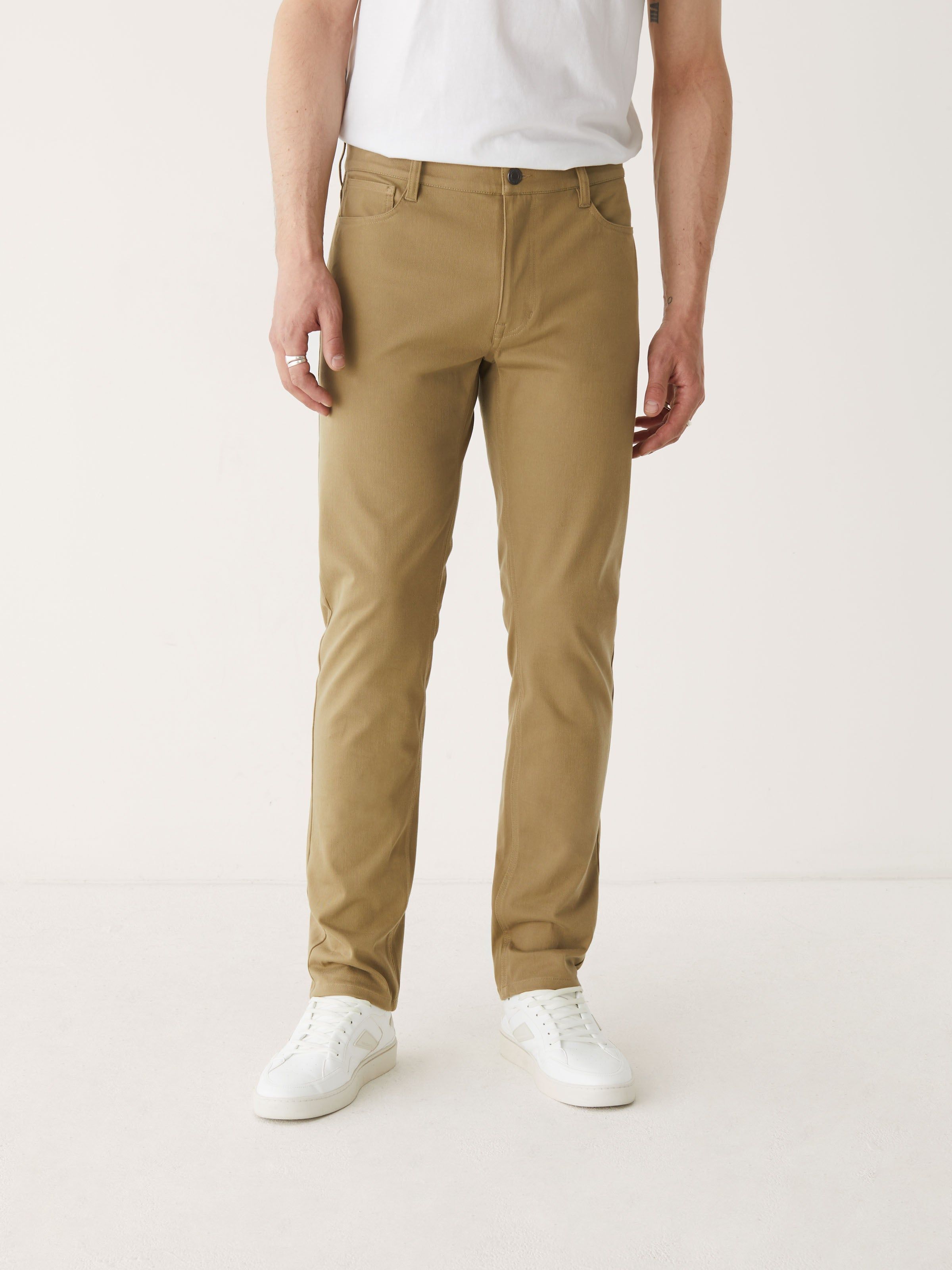 The Slim Flex Pant in Beige sold by Frank & Oak