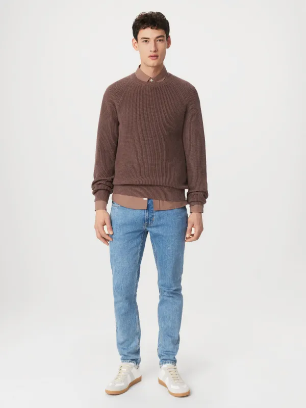 The Ribbed Crewneck Sweater in Dark Clay sold by Frank & Oak
