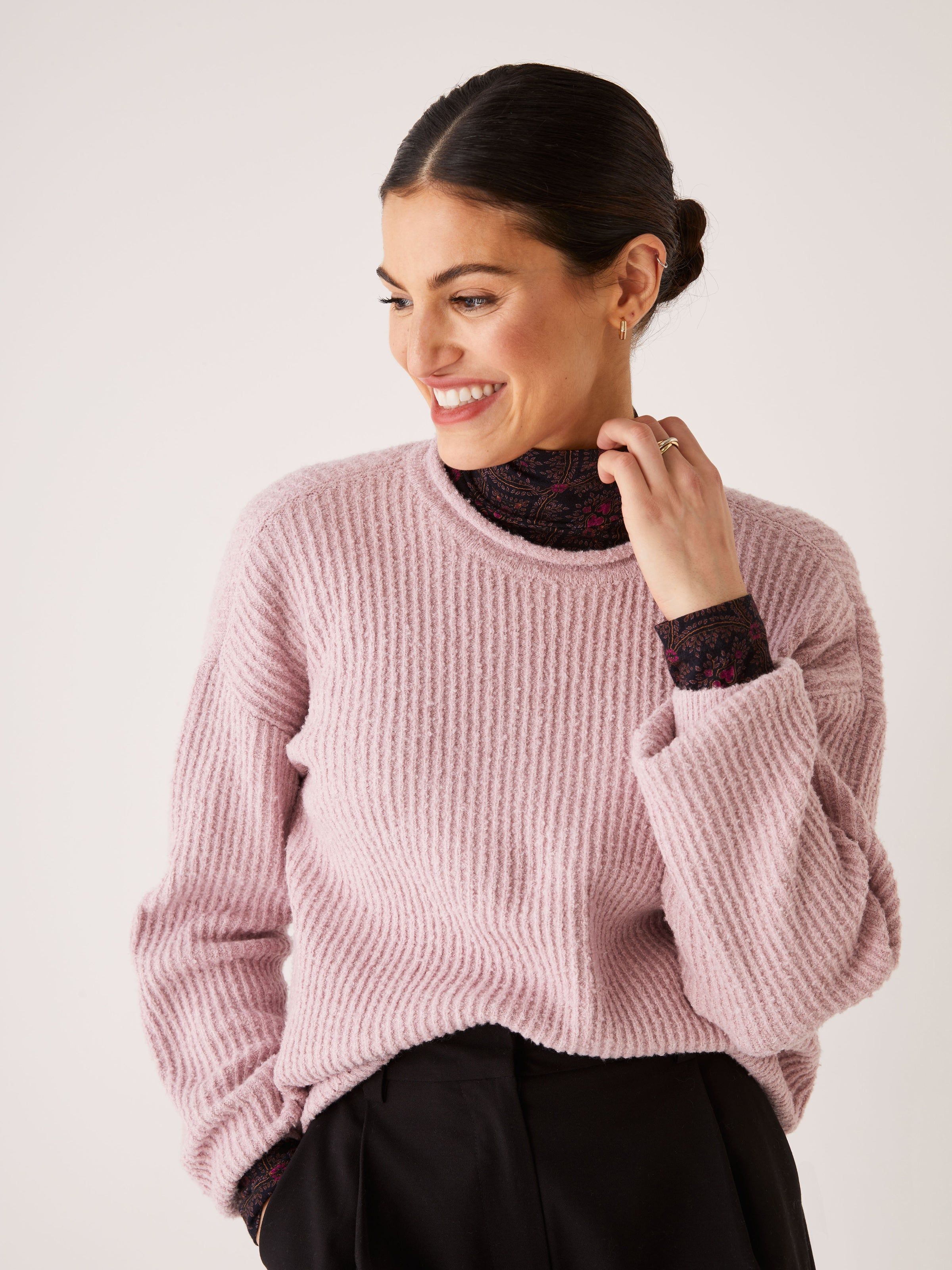 The Seawool® Crewneck Sweater in Pink Lilac sold by Frank & Oak