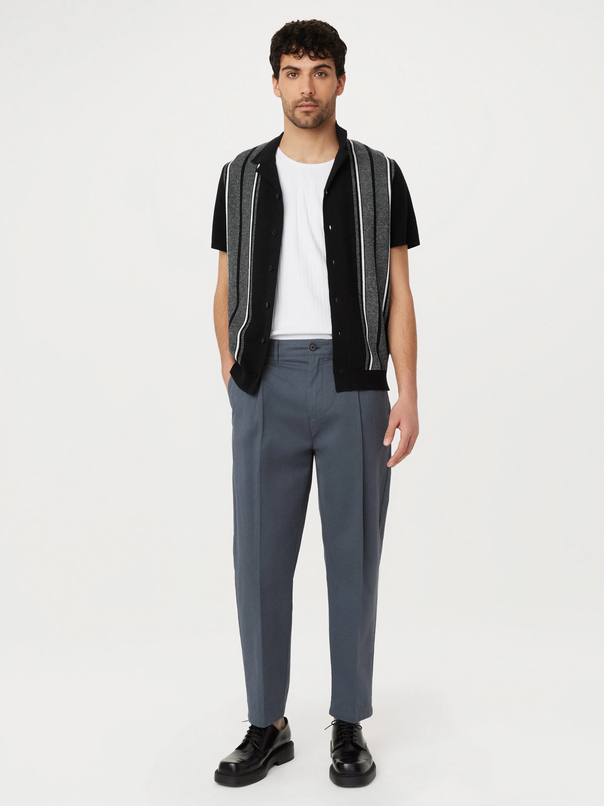 The Jamie Pleated Chino Pant in Ash Blue sold by Frank & Oak product image thumbnail 3