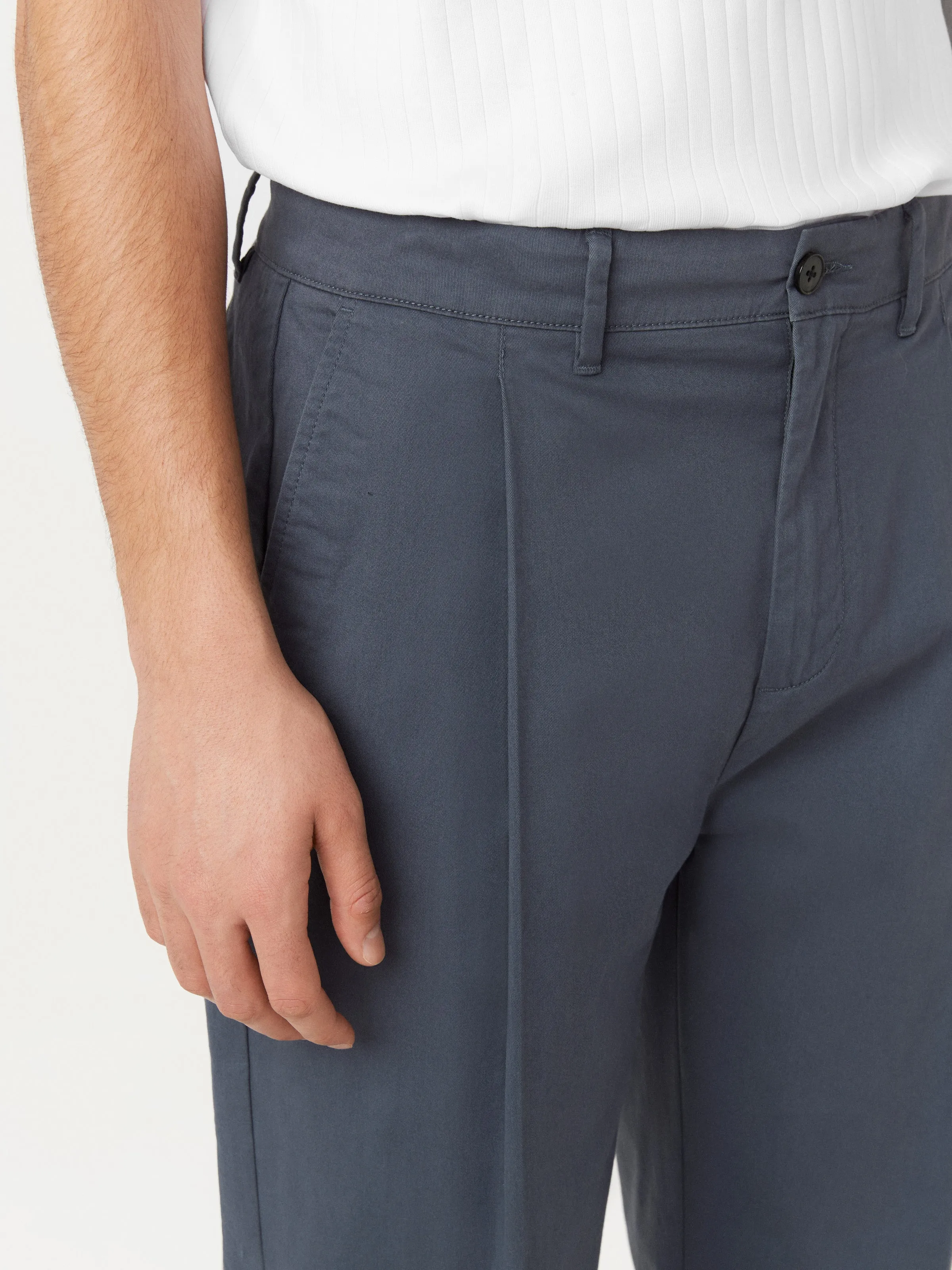 The Jamie Pleated Chino Pant in Ash Blue sold by Frank & Oak product image thumbnail 4
