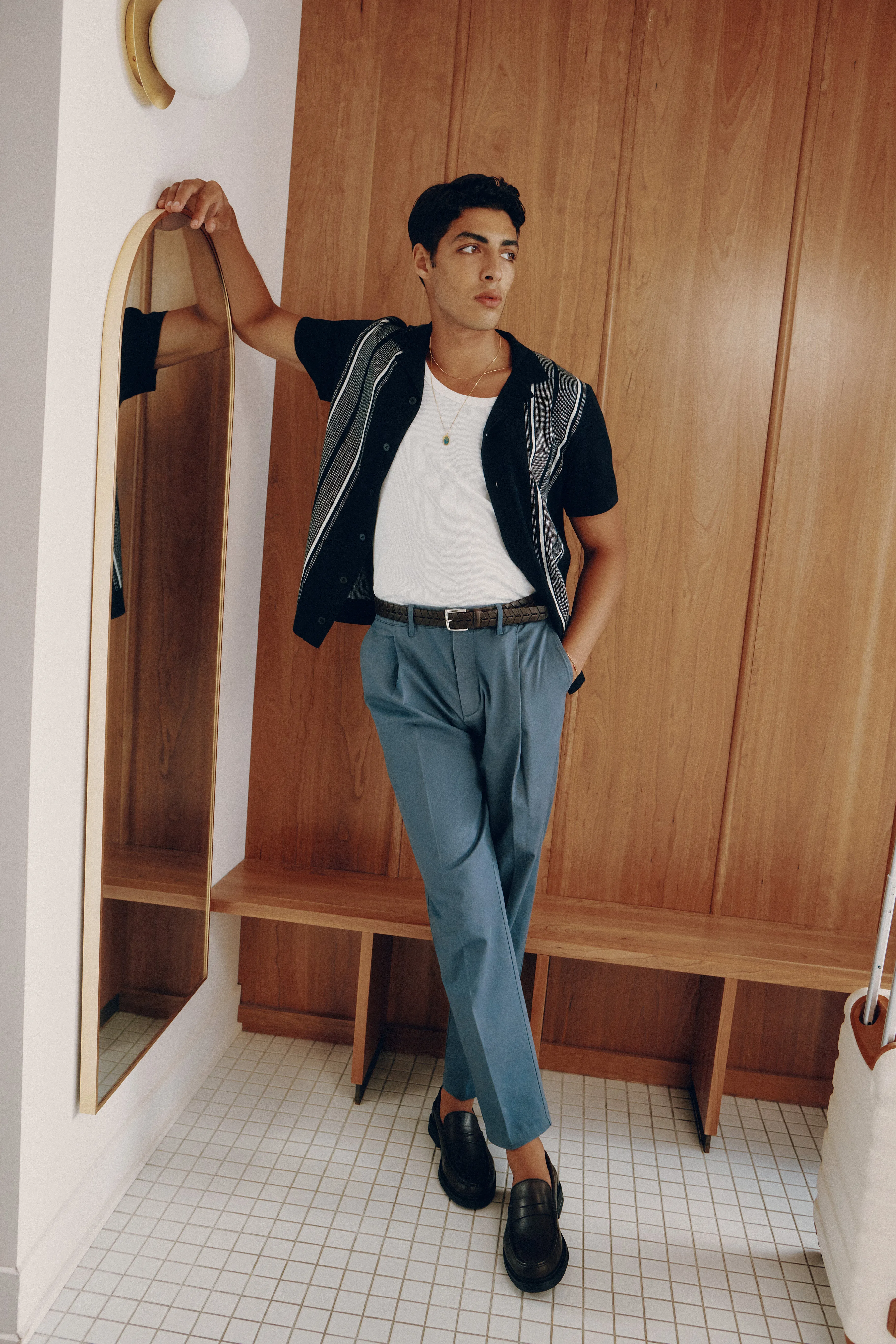 The Jamie Pleated Chino Pant in Ash Blue sold by Frank & Oak product image thumbnail 2