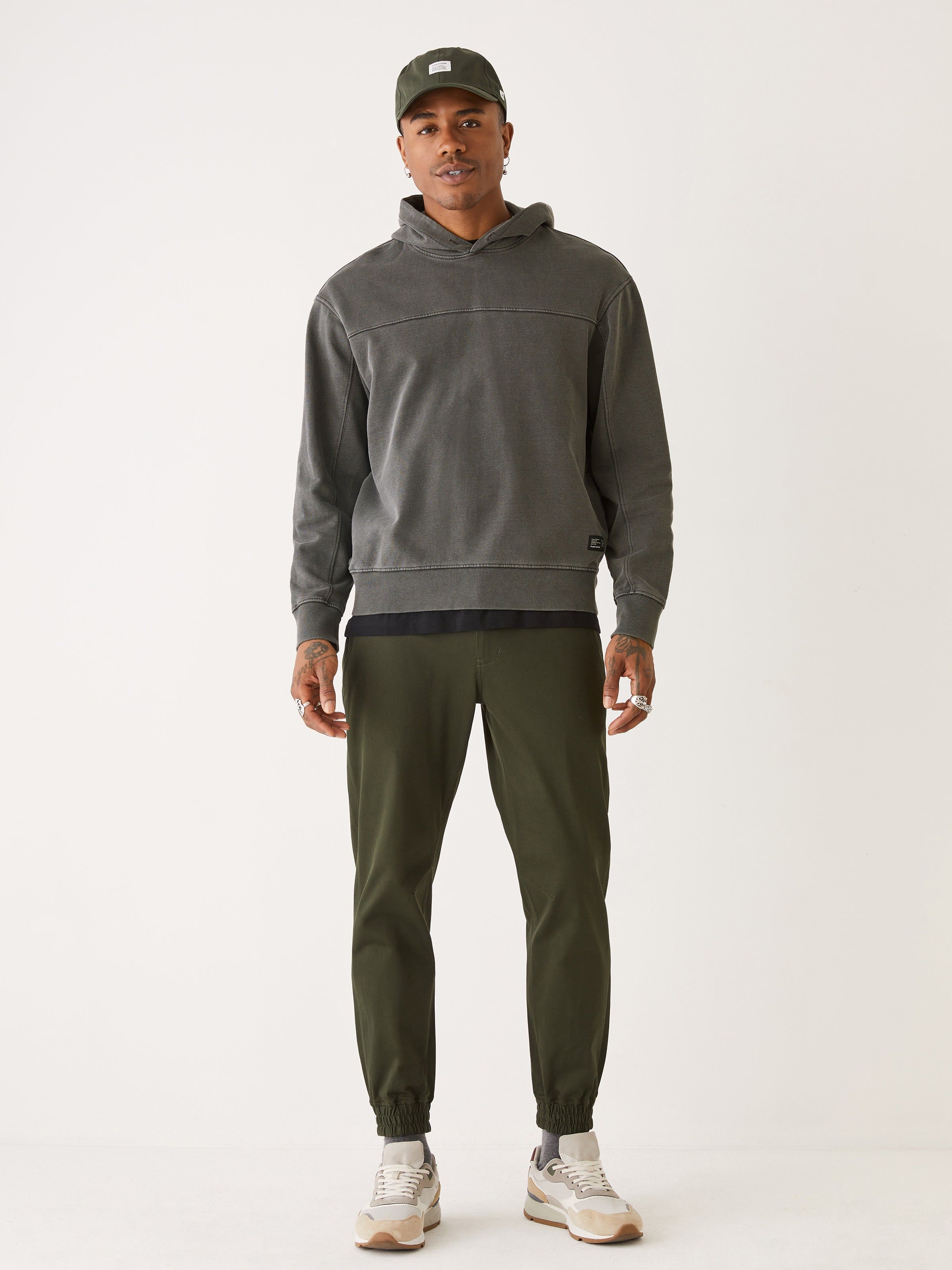 The Washed Hoodie in Dark Grey sold by Frank & Oak