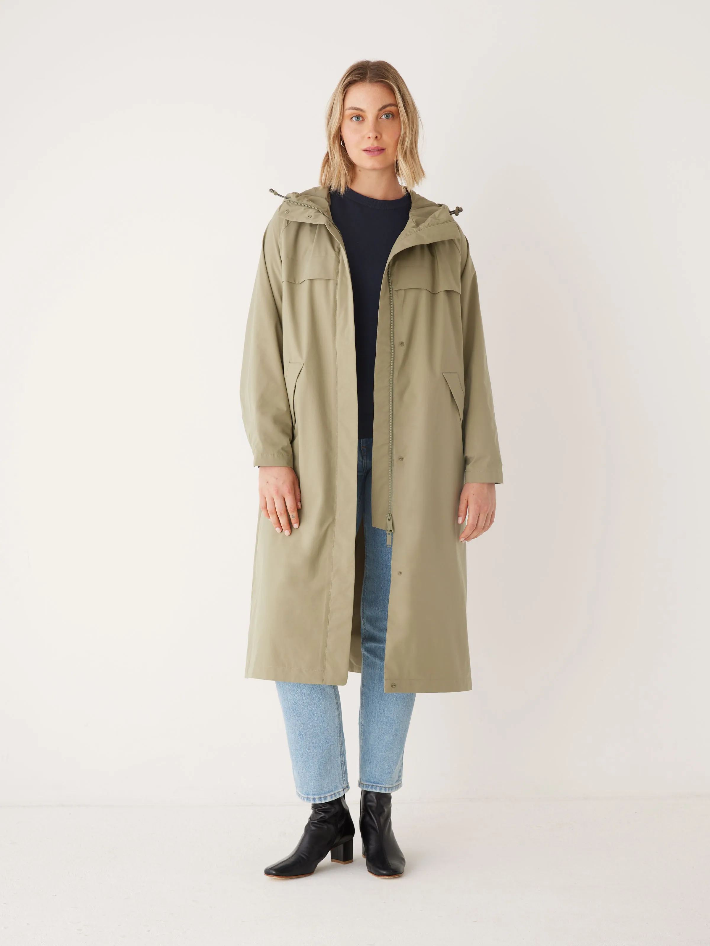 The Anorak Rain Jacket in Weeping Willow sold by Frank & Oak