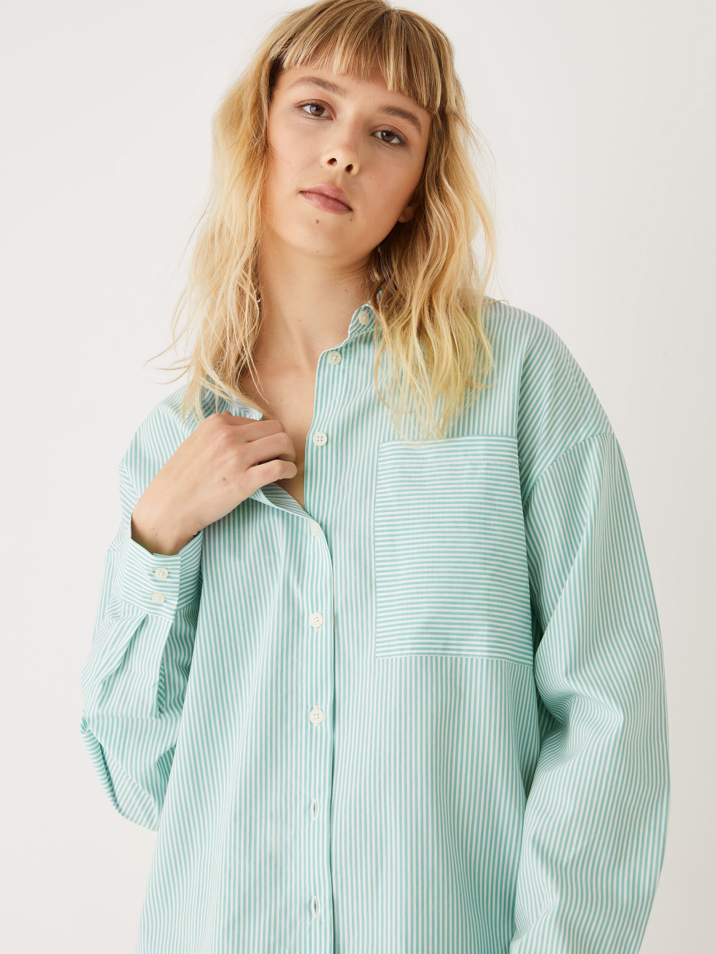 The Striped Oversized Shirt in Blue sold by Frank & Oak product image thumbnail 2
