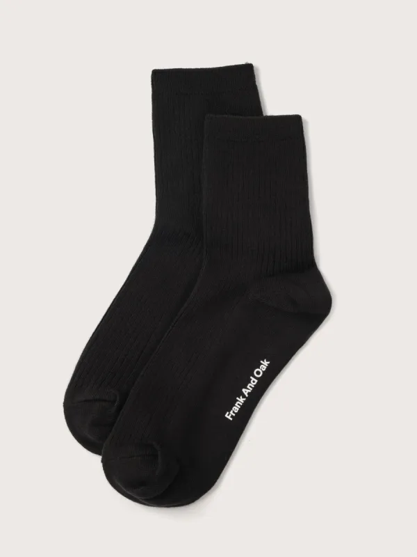 The Organic Cotton Ribbed Socks in Black sold by Frank & Oak