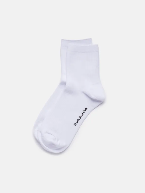 The Organic Cotton Ribbed Socks in White sold by Frank & Oak
