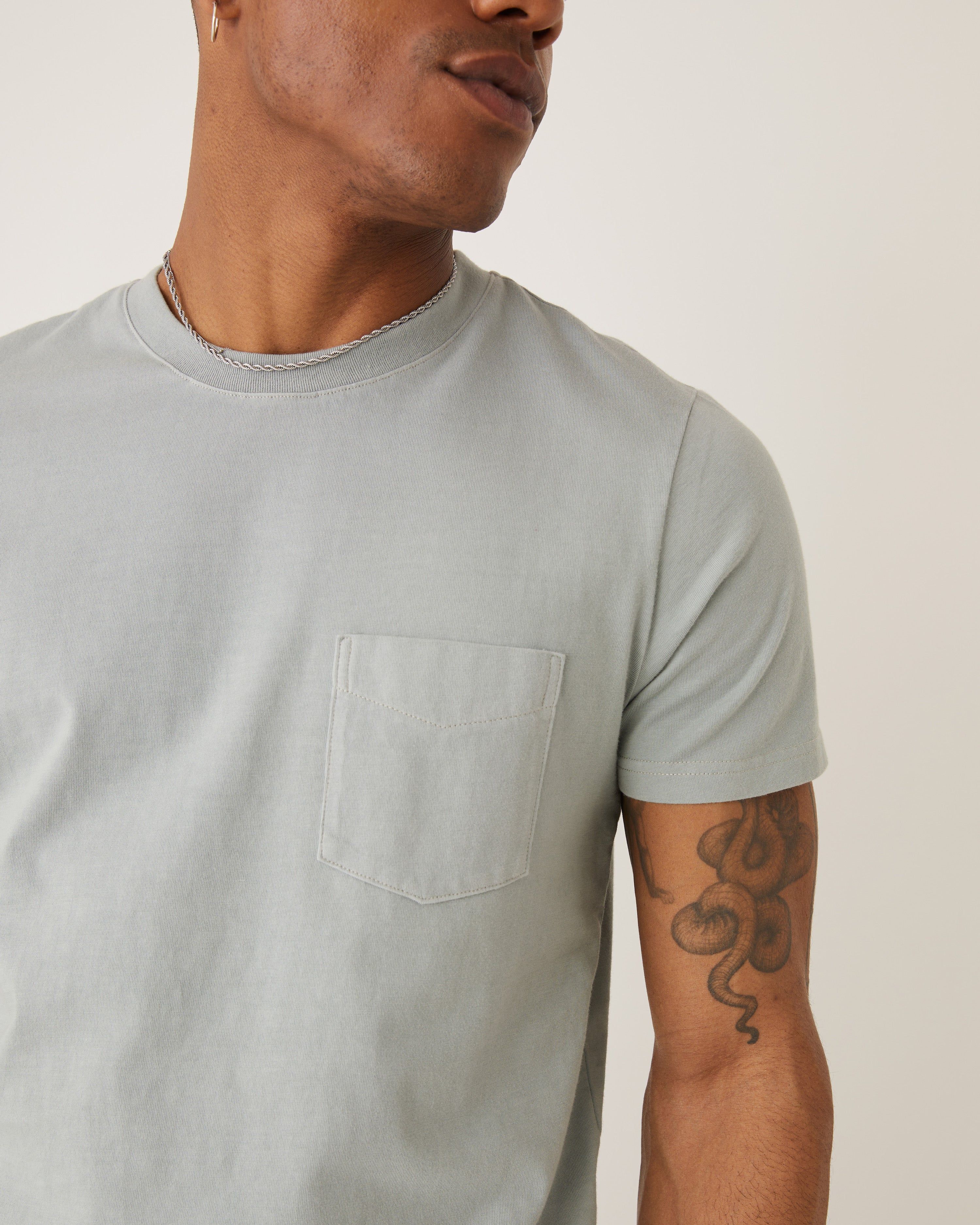 The Slim Fit Pocket T-shirt in Eucalyptus sold by Frank & Oak product image thumbnail 2