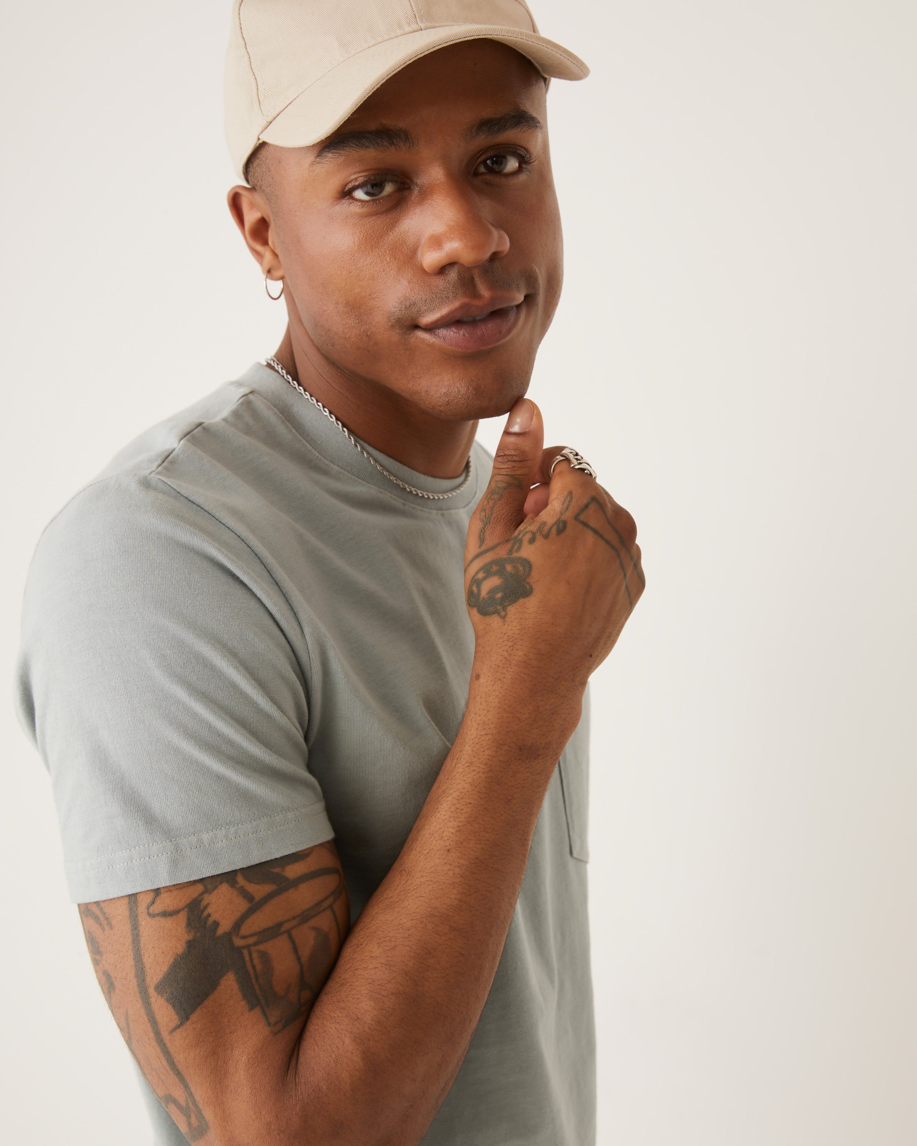 The Slim Fit Pocket T-shirt in Eucalyptus sold by Frank & Oak product image thumbnail 4