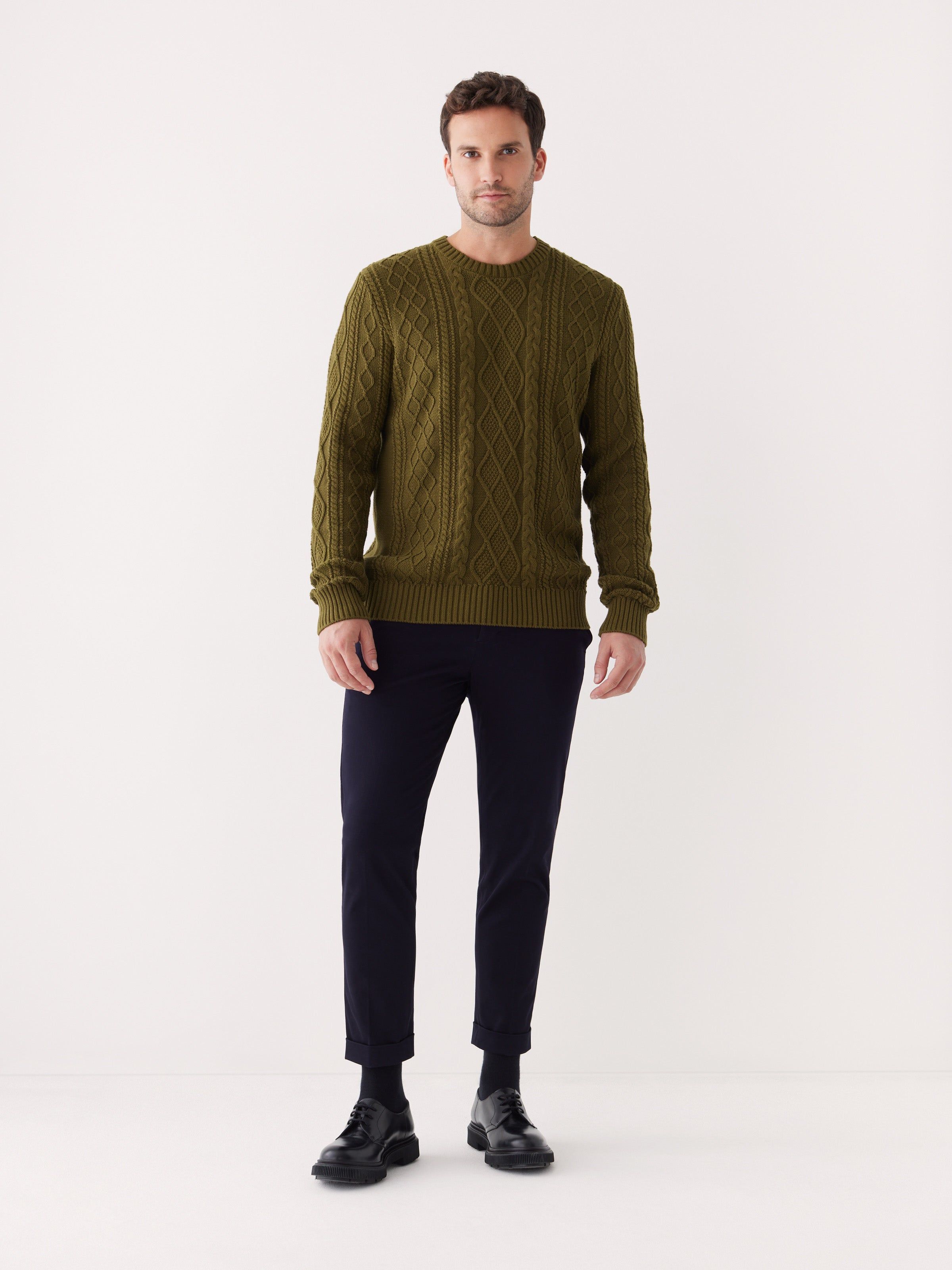 The Organic Cotton Cable Sweater in Dark Olive sold by Frank & Oak product image thumbnail 2