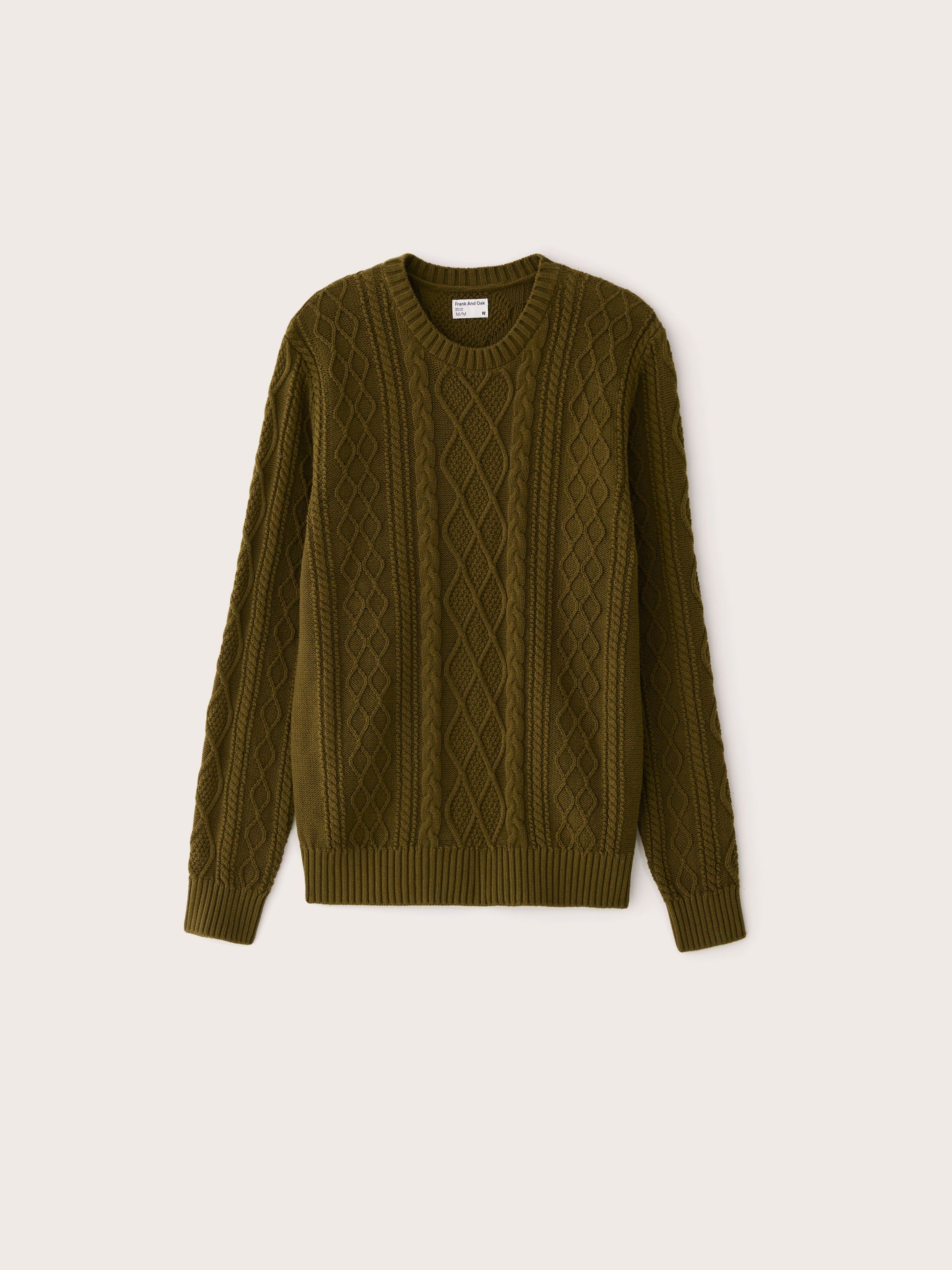 The Organic Cotton Cable Sweater in Dark Olive sold by Frank & Oak product image thumbnail 5